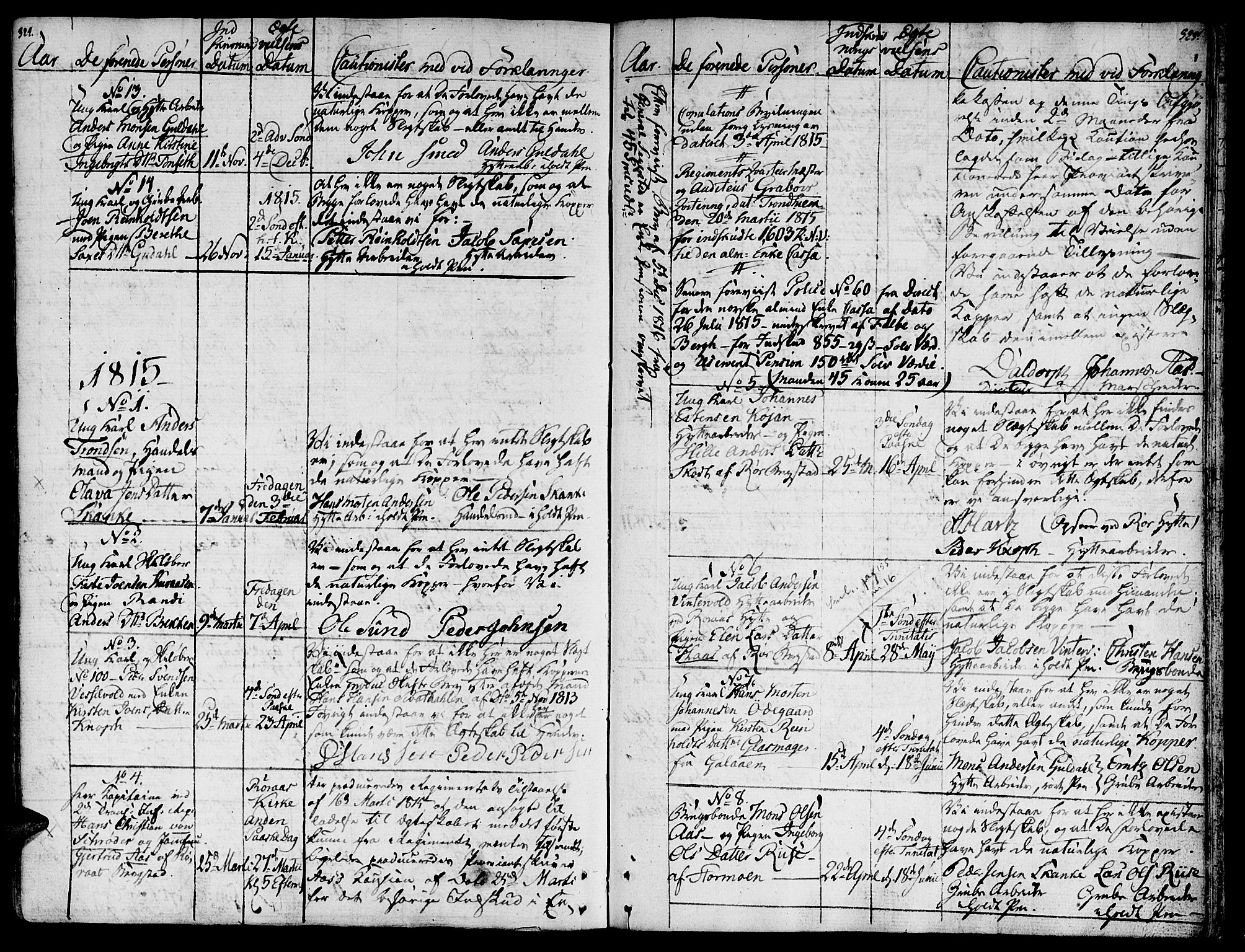 Ministerialprotokoller, klokkerbøker og fødselsregistre - Sør-Trøndelag, AV/SAT-A-1456/681/L0928: Ministerialbok nr. 681A06, 1806-1816, s. 324-325