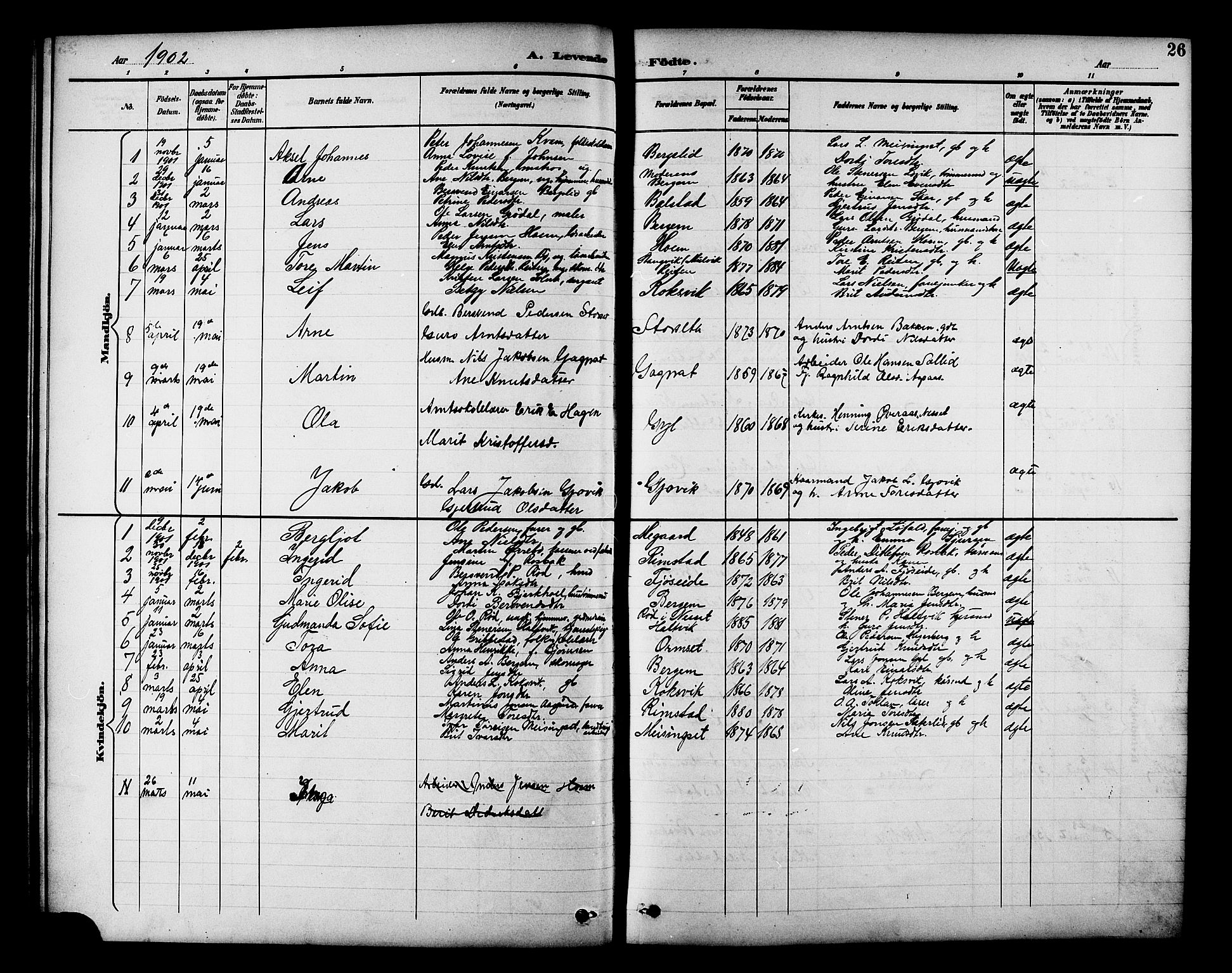 Ministerialprotokoller, klokkerbøker og fødselsregistre - Møre og Romsdal, AV/SAT-A-1454/586/L0992: Klokkerbok nr. 586C03, 1892-1909, s. 26