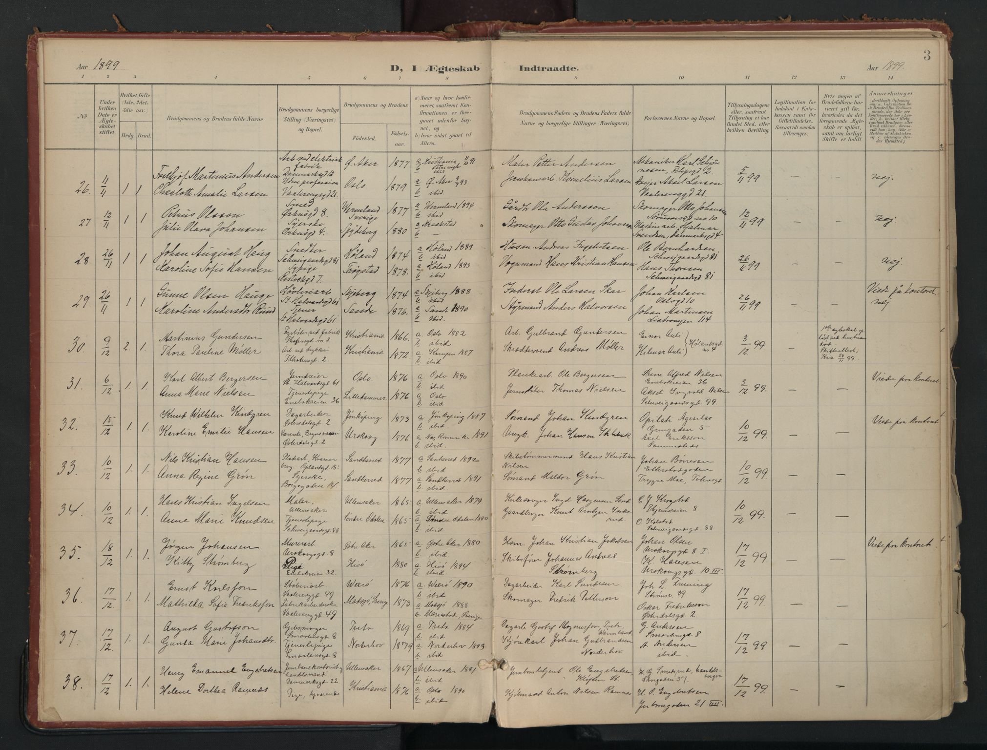 Vålerengen prestekontor Kirkebøker, AV/SAO-A-10878/F/Fa/L0002: Ministerialbok nr. 2, 1899-1924, s. 3