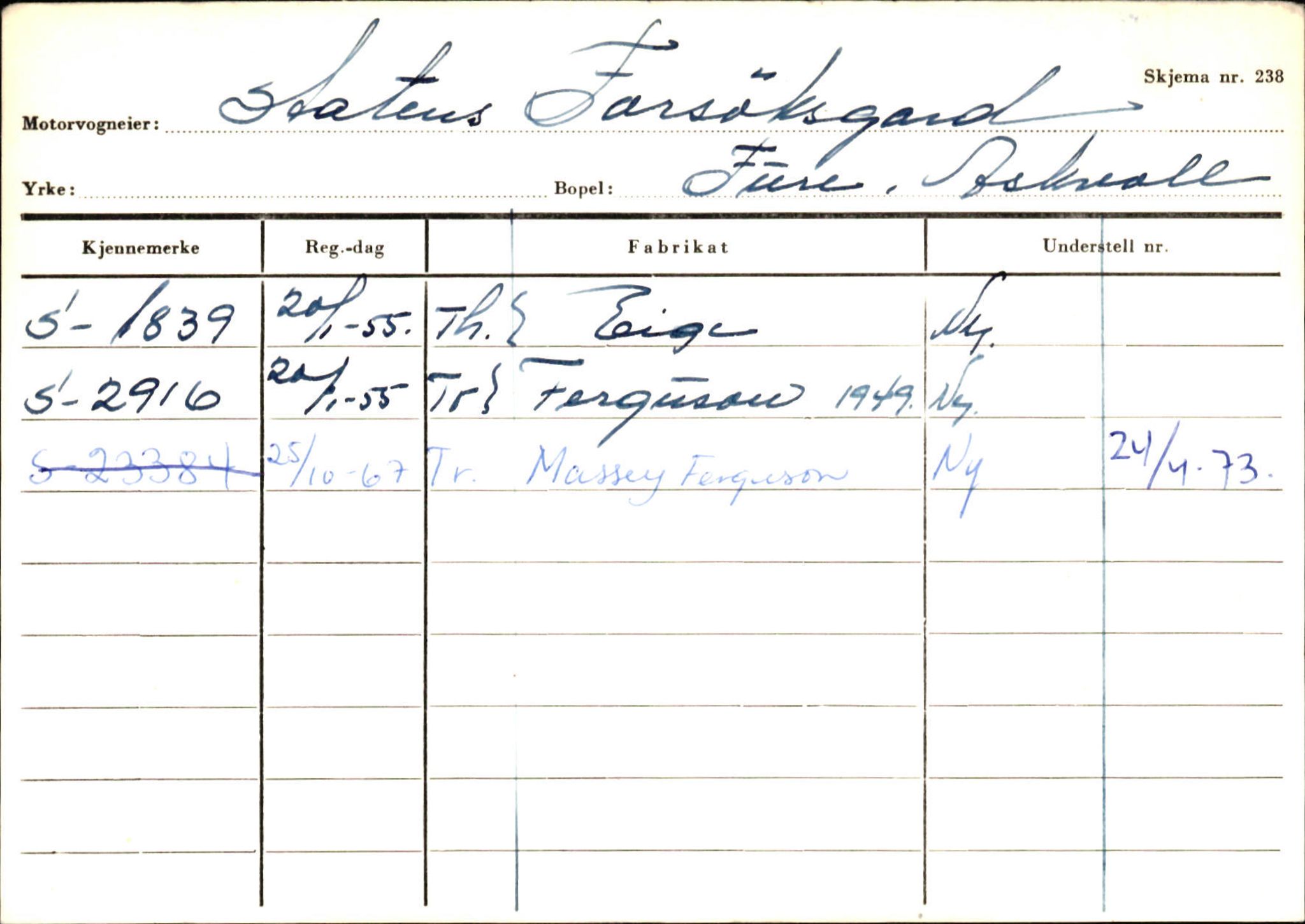 Statens vegvesen, Sogn og Fjordane vegkontor, AV/SAB-A-5301/4/F/L0132: Eigarregister Askvoll A-Å. Balestrand A-Å, 1945-1975, s. 1214