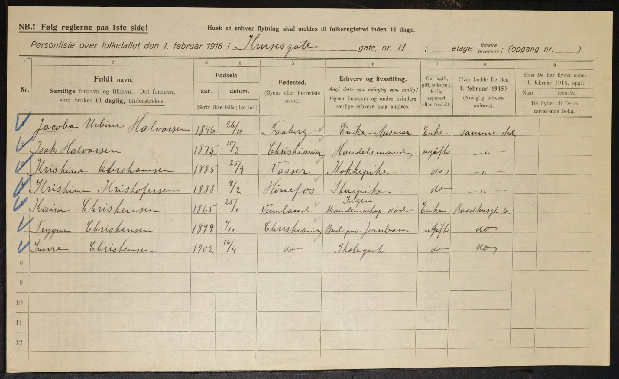 OBA, Kommunal folketelling 1.2.1916 for Kristiania, 1916, s. 56173