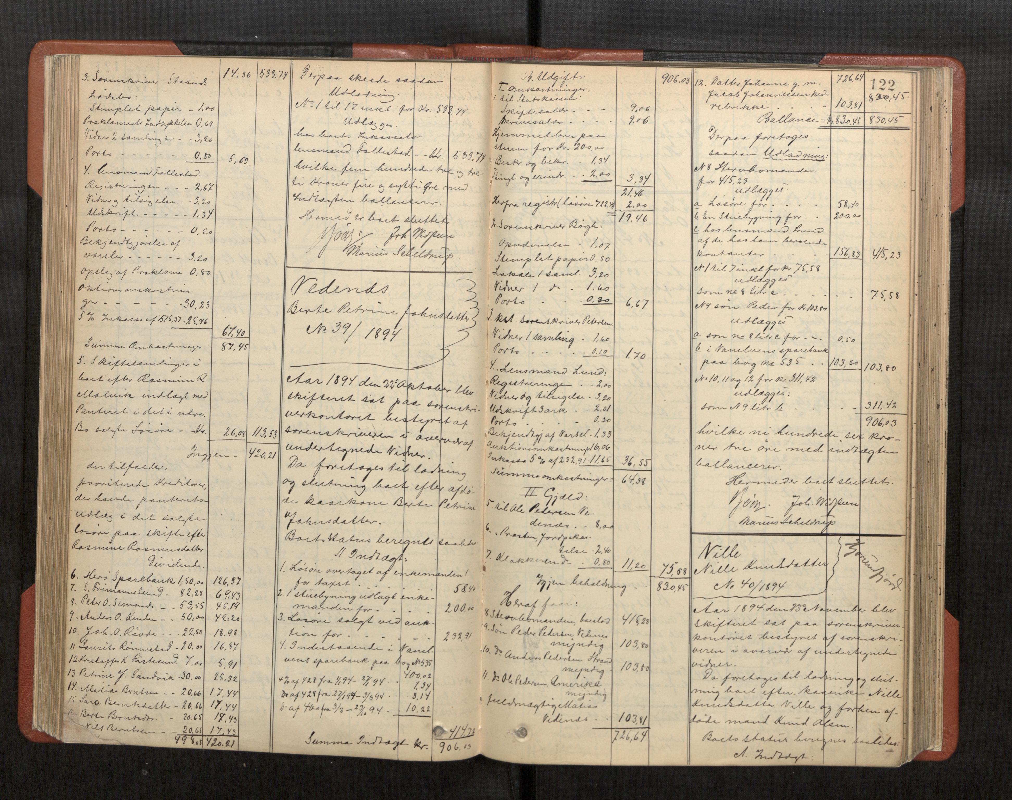 Søre Sunnmøre sorenskriveri, AV/SAT-A-4122/1/3/3A/L0019: Skifte- / Skifteutloddings- / Skifteslutningsprotokollar, 1889-1901, s. 122
