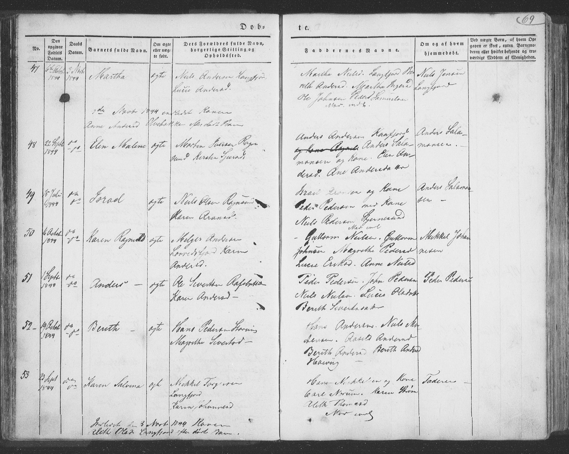Talvik sokneprestkontor, AV/SATØ-S-1337/H/Ha/L0009kirke: Ministerialbok nr. 9, 1837-1852, s. 69