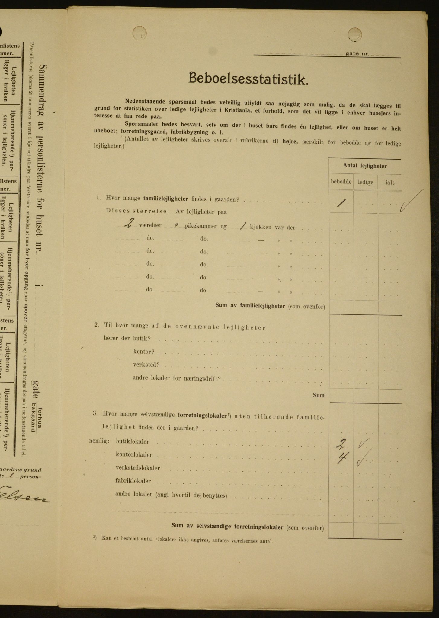 OBA, Kommunal folketelling 1.2.1909 for Kristiania kjøpstad, 1909, s. 103320