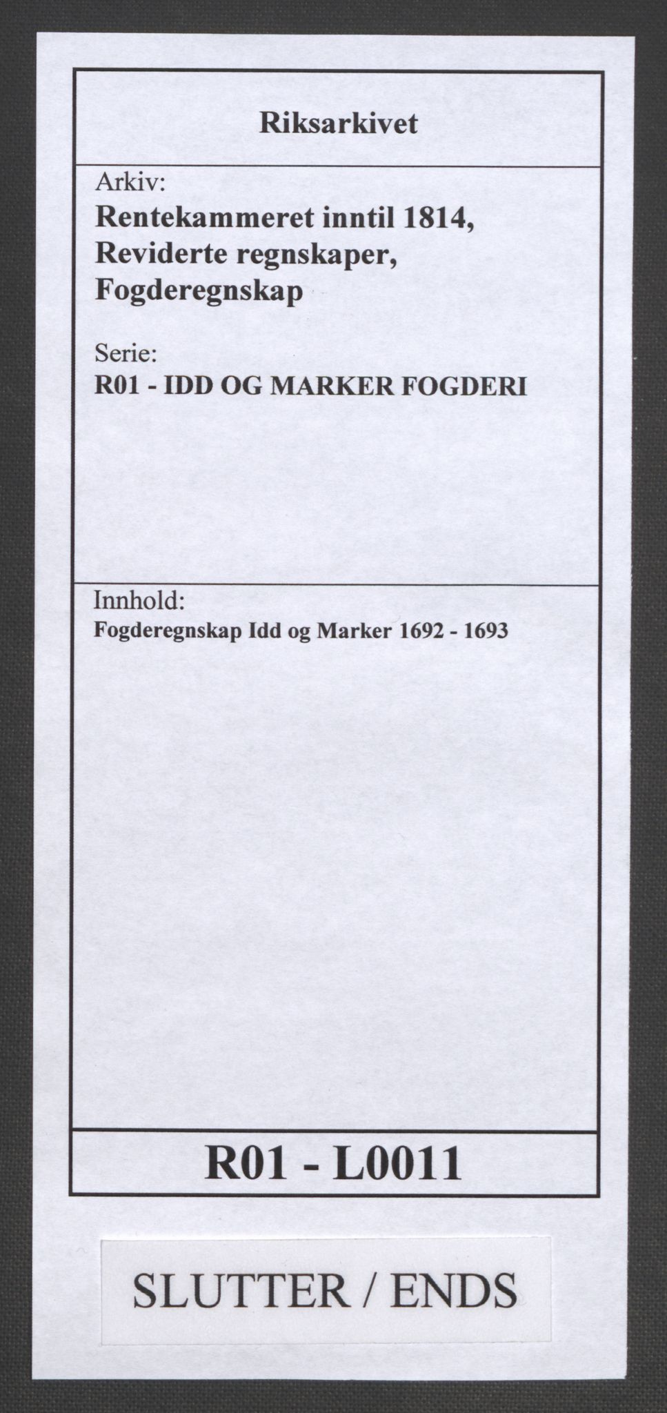 Rentekammeret inntil 1814, Reviderte regnskaper, Fogderegnskap, AV/RA-EA-4092/R01/L0011: Fogderegnskap Idd og Marker, 1692-1693, s. 347