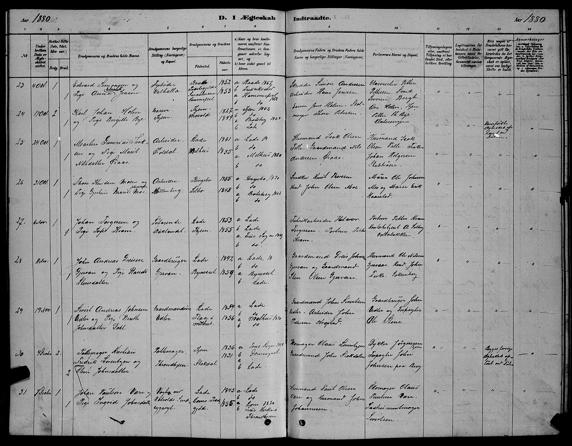 Ministerialprotokoller, klokkerbøker og fødselsregistre - Sør-Trøndelag, AV/SAT-A-1456/606/L0312: Klokkerbok nr. 606C08, 1878-1894