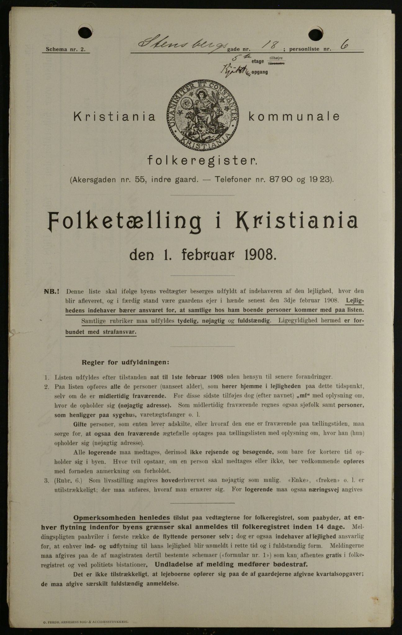 OBA, Kommunal folketelling 1.2.1908 for Kristiania kjøpstad, 1908, s. 91263