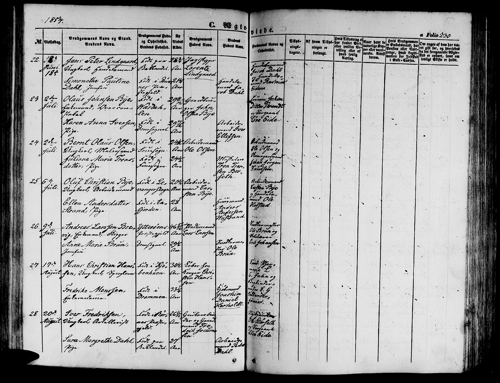 Ministerialprotokoller, klokkerbøker og fødselsregistre - Sør-Trøndelag, SAT/A-1456/602/L0137: Klokkerbok nr. 602C05, 1846-1856, s. 230