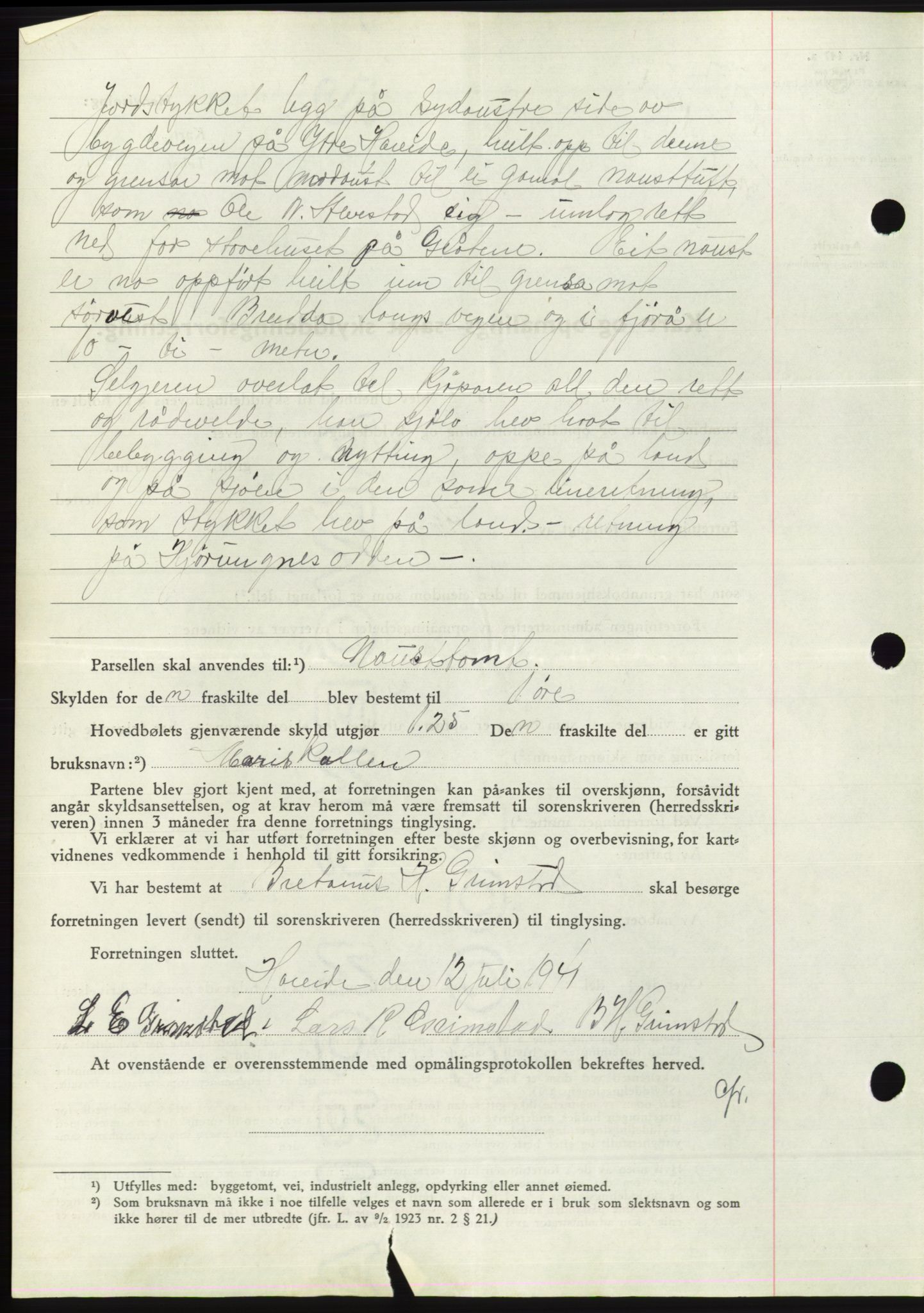 Søre Sunnmøre sorenskriveri, AV/SAT-A-4122/1/2/2C/L0071: Pantebok nr. 65, 1941-1941, Dagboknr: 757/1941