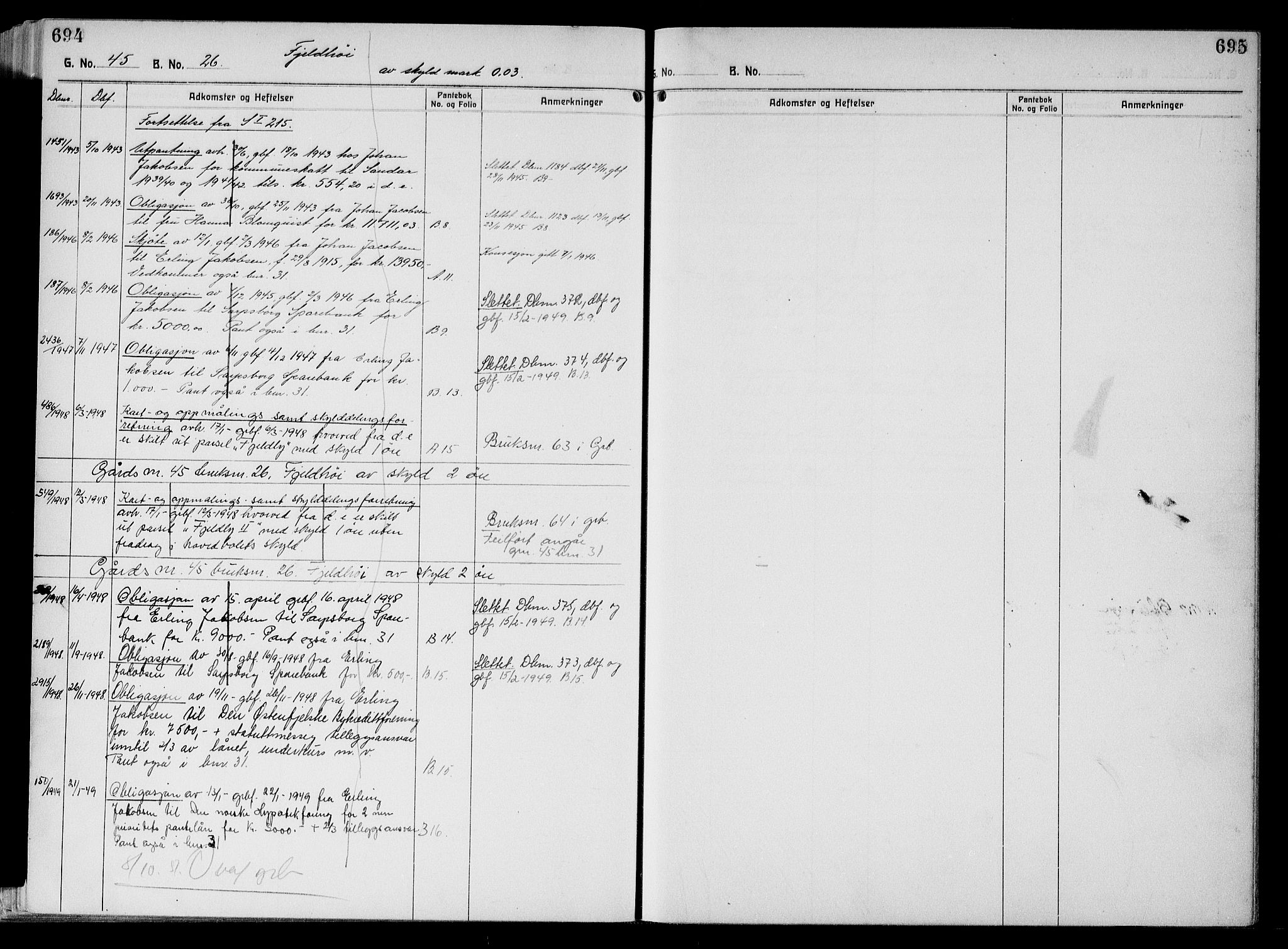 Tune sorenskriveri, AV/SAO-A-10470/G/Ga/Gab/Gabf/L0003: Panteregister nr. VI 3, 1926-1953, s. 694-695