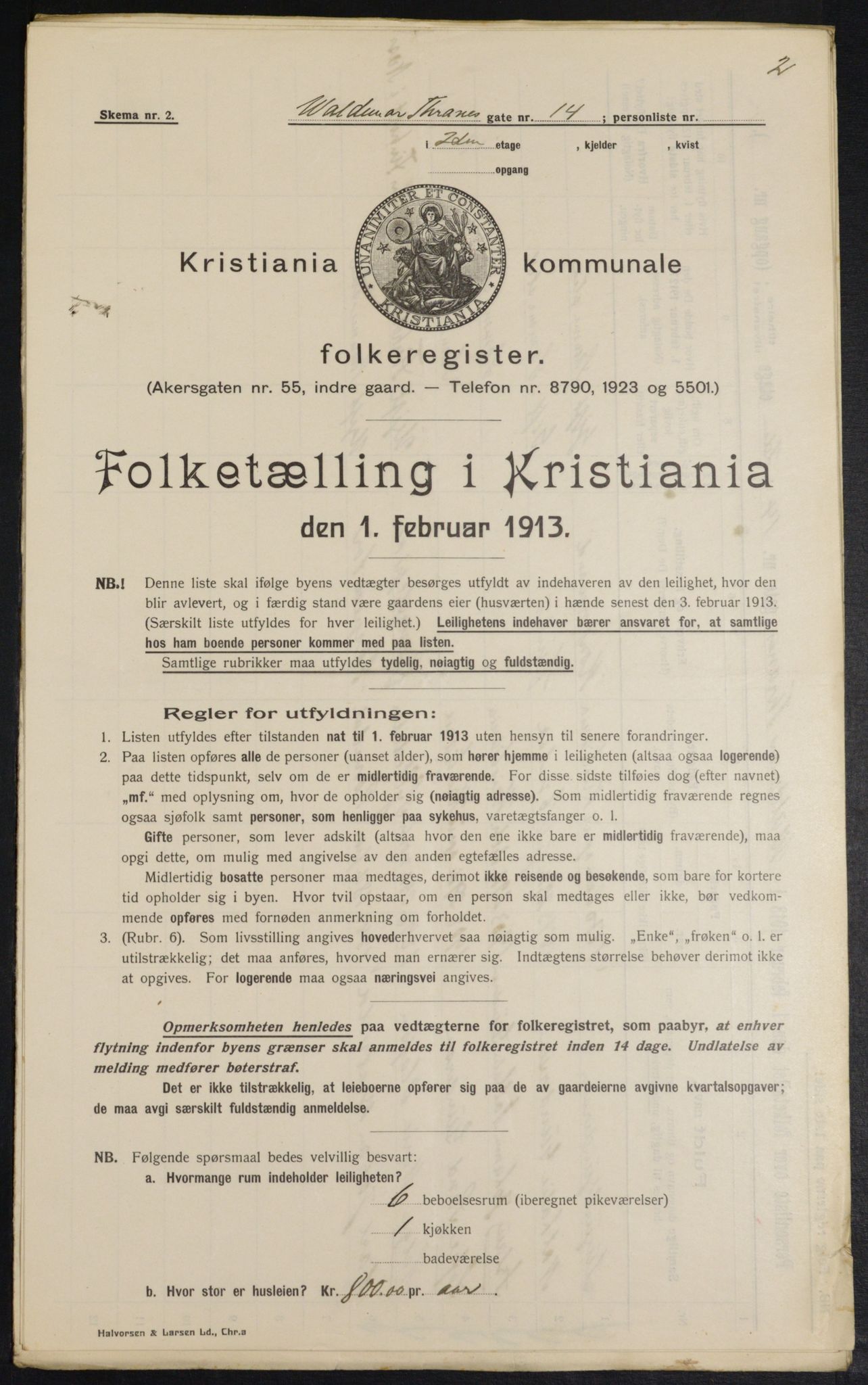 OBA, Kommunal folketelling 1.2.1913 for Kristiania, 1913, s. 126417