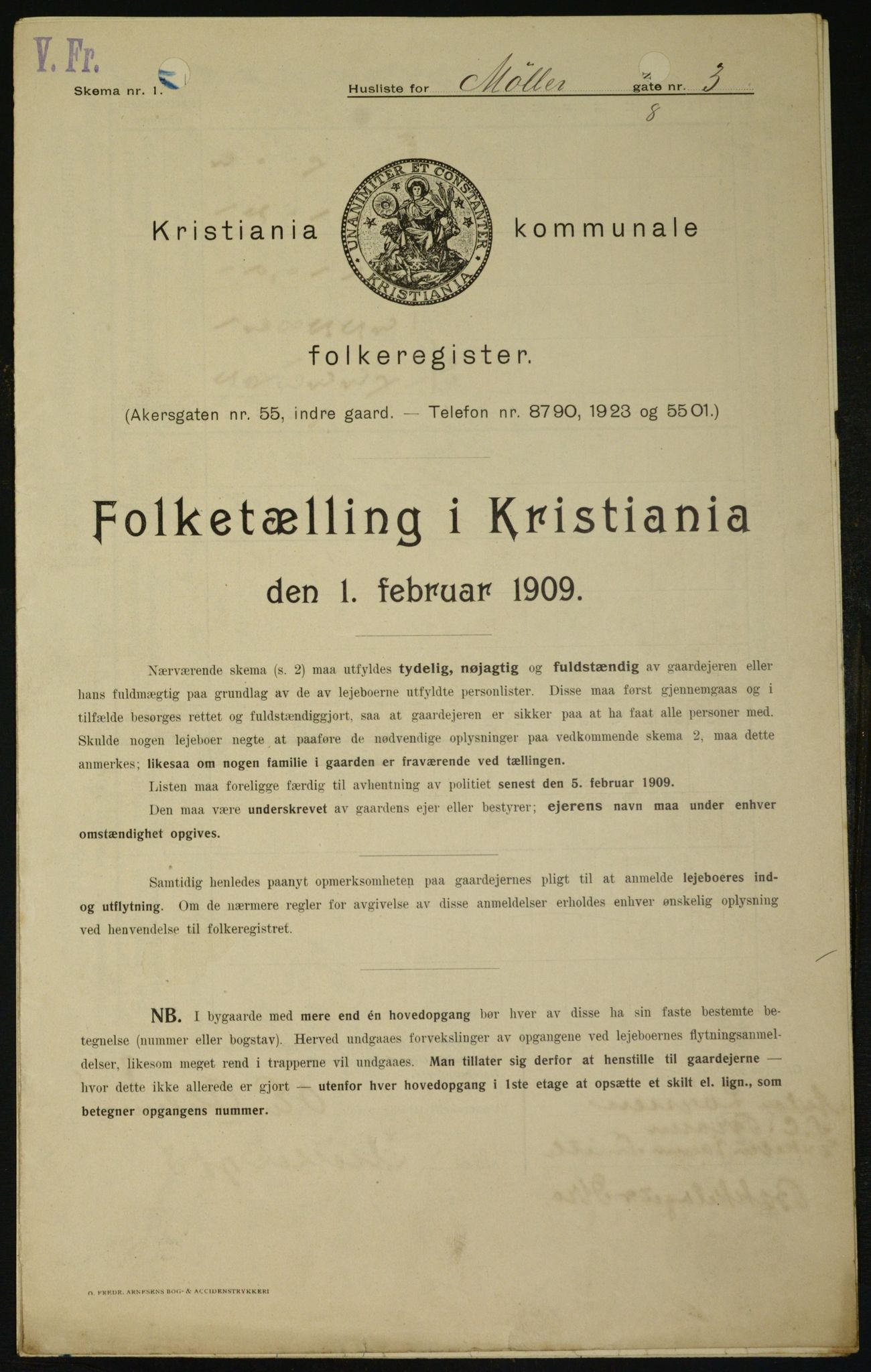 OBA, Kommunal folketelling 1.2.1909 for Kristiania kjøpstad, 1909, s. 61925