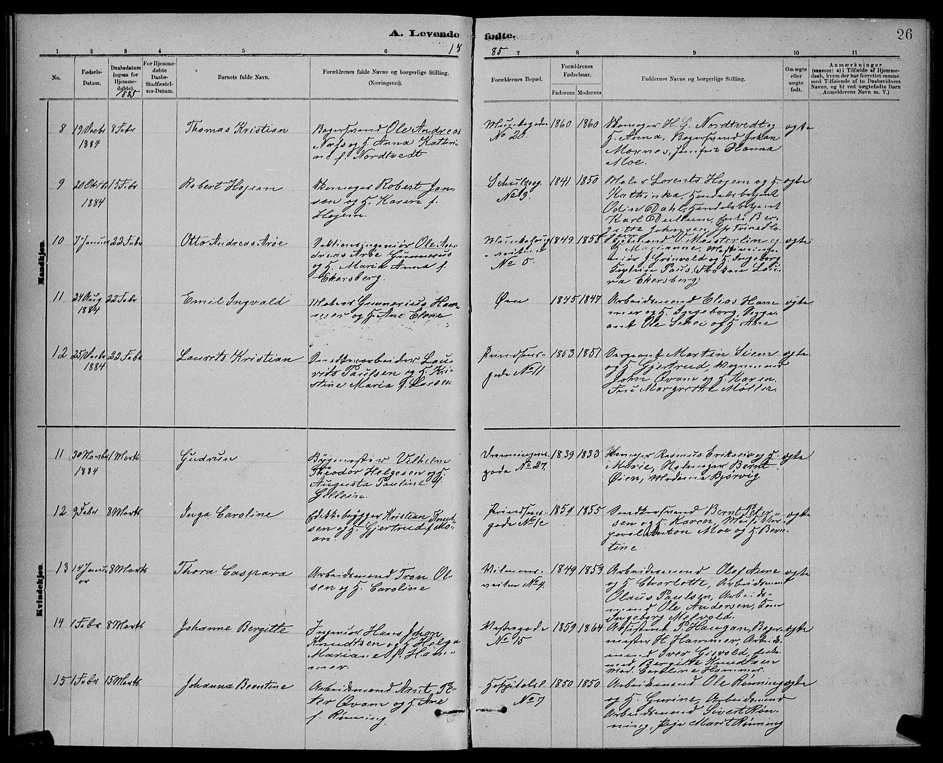 Ministerialprotokoller, klokkerbøker og fødselsregistre - Sør-Trøndelag, SAT/A-1456/601/L0092: Klokkerbok nr. 601C10, 1884-1897, s. 26