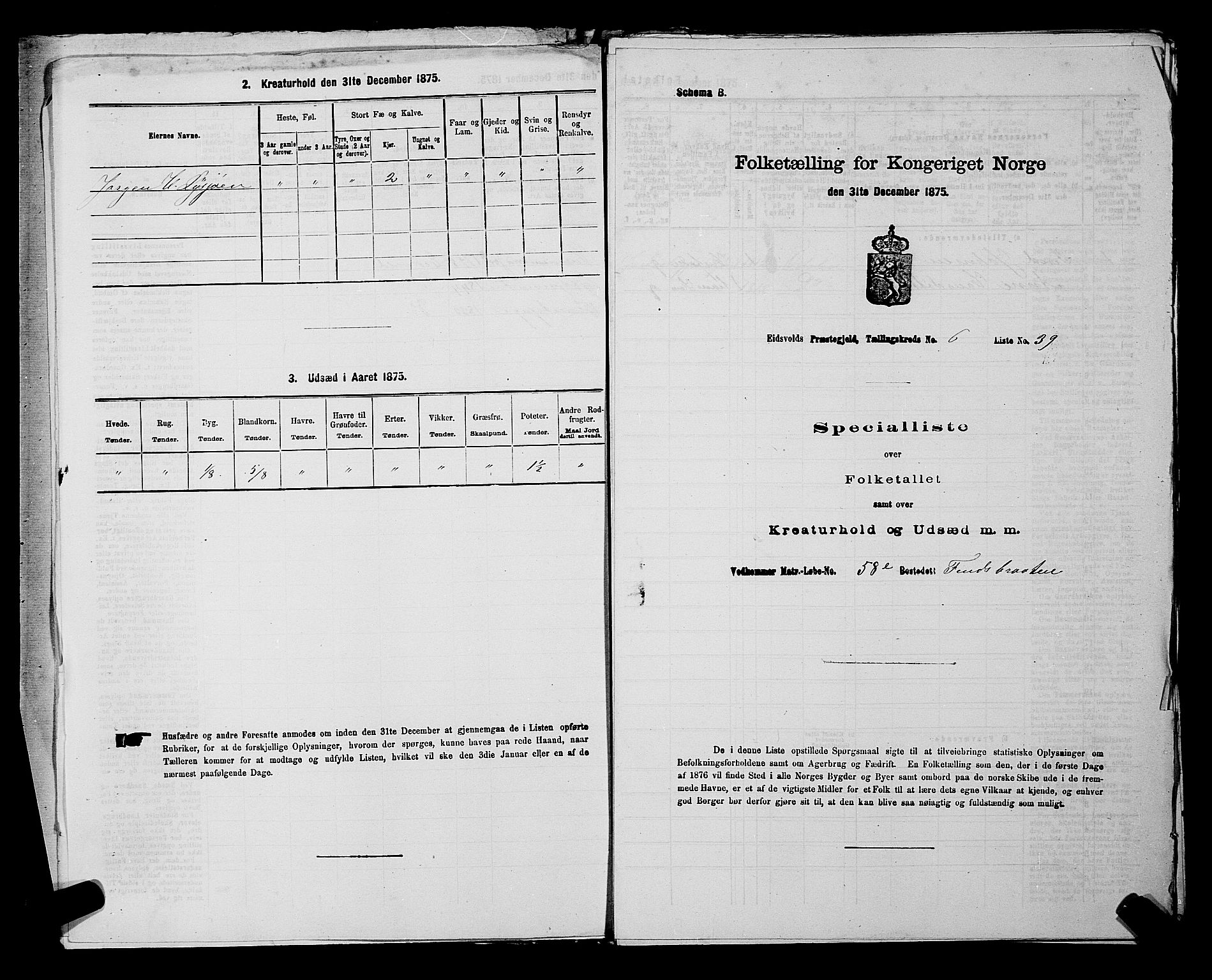 RA, Folketelling 1875 for 0237P Eidsvoll prestegjeld, 1875, s. 826