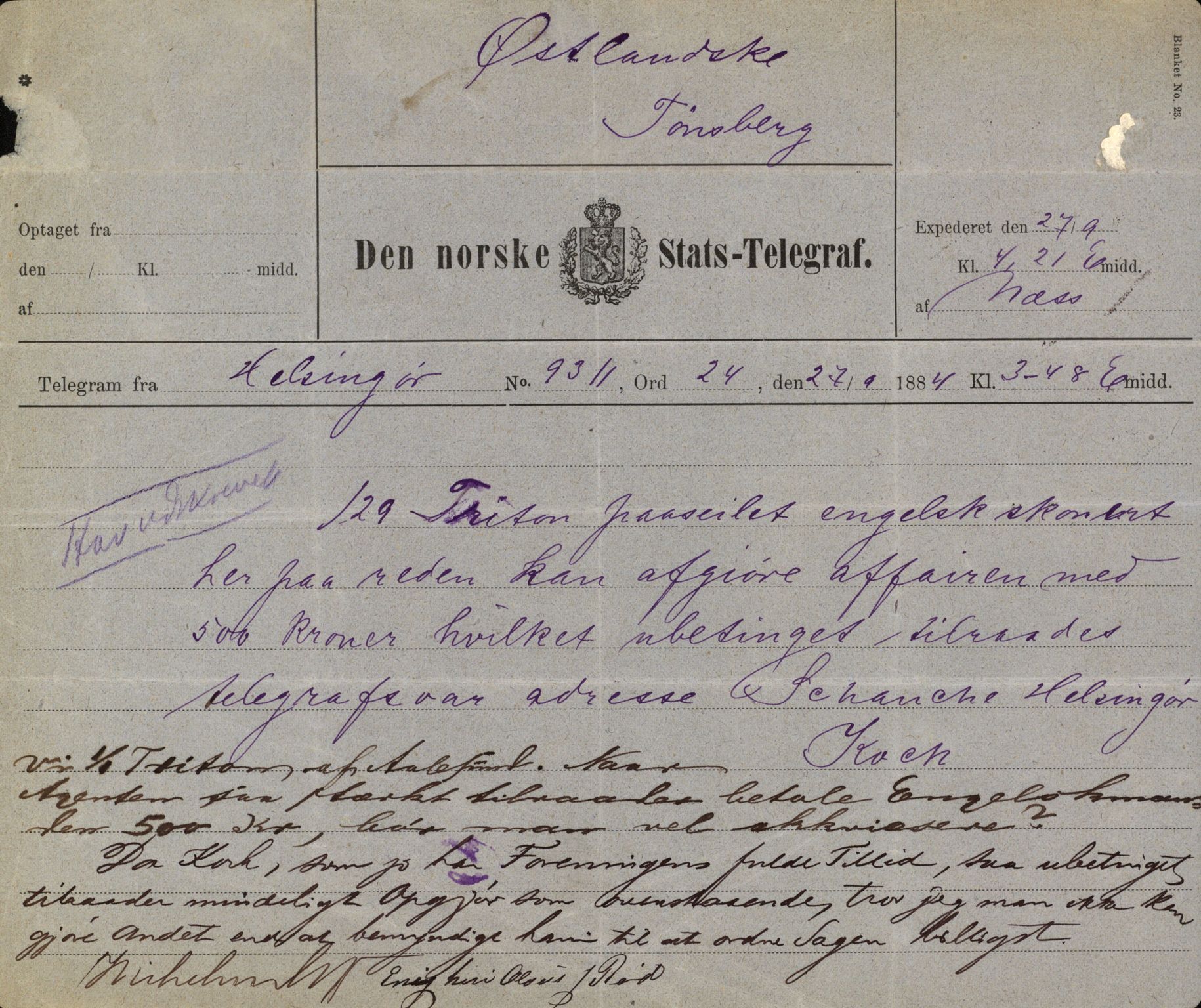 Pa 63 - Østlandske skibsassuranceforening, VEMU/A-1079/G/Ga/L0017/0001: Havaridokumenter / Triton, Albama, Alfen, 1884, s. 24