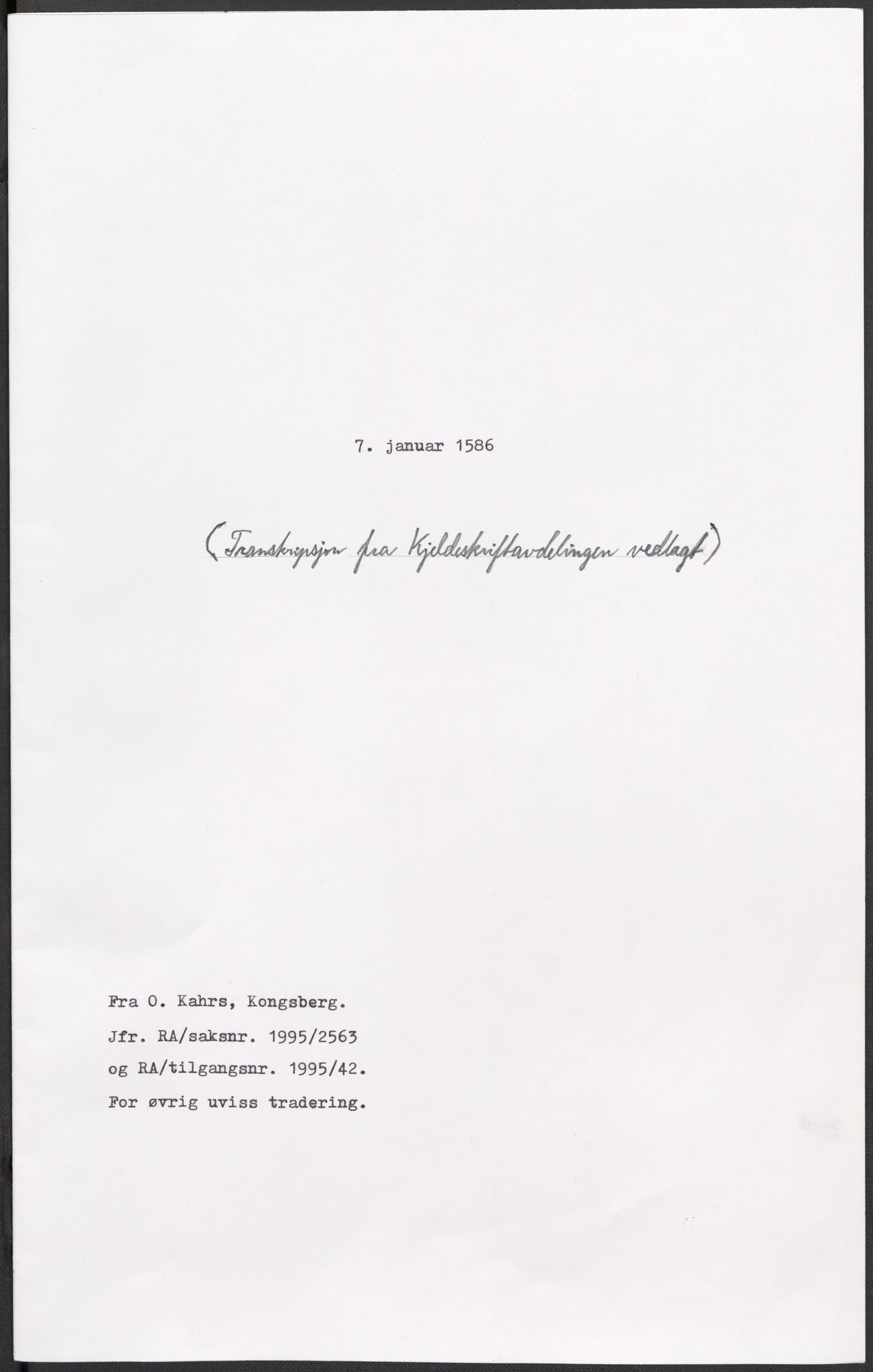 Riksarkivets diplomsamling, RA/EA-5965/F02/L0087: Dokumenter, 1585-1586, s. 32
