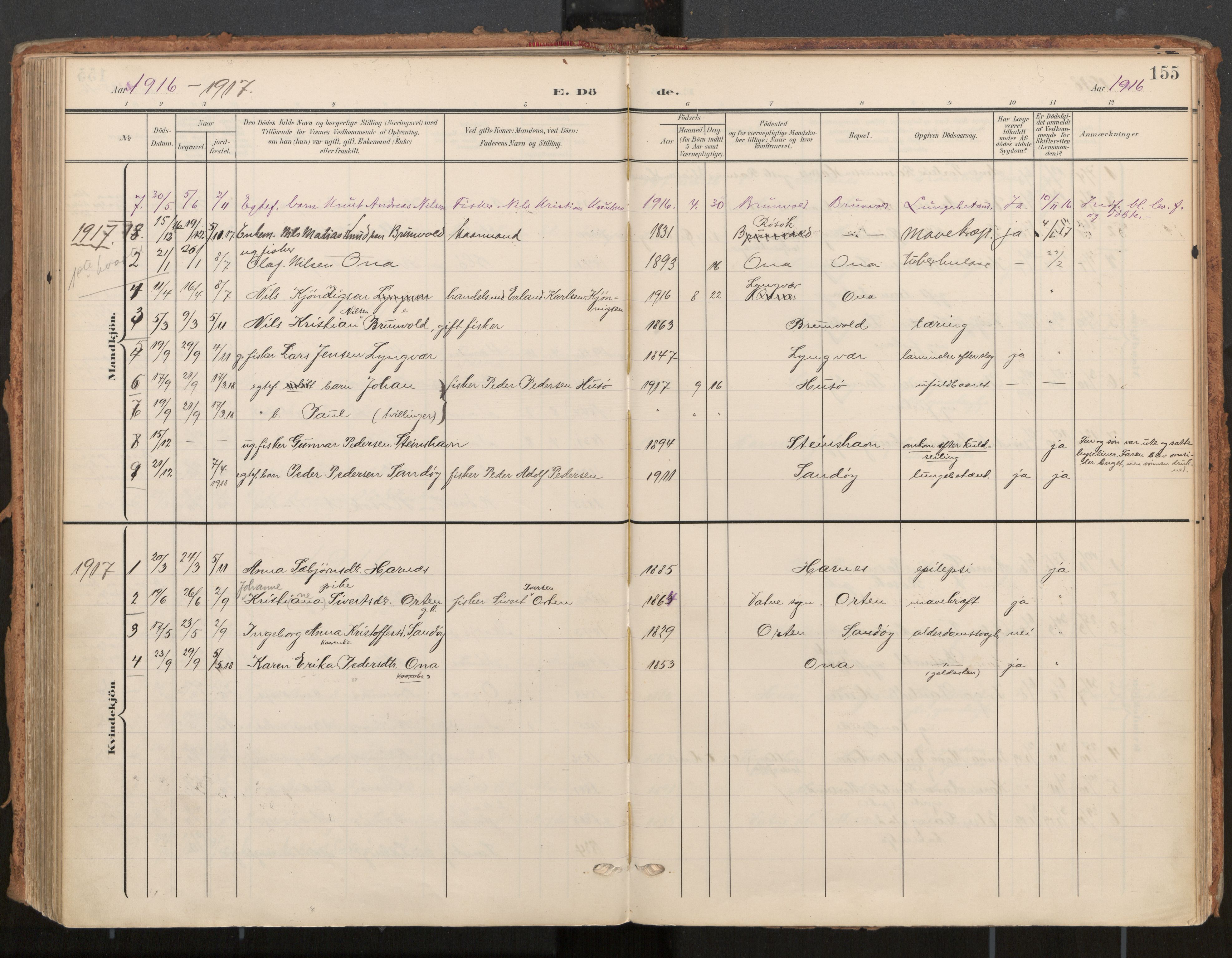 Ministerialprotokoller, klokkerbøker og fødselsregistre - Møre og Romsdal, AV/SAT-A-1454/561/L0730: Ministerialbok nr. 561A04, 1901-1929, s. 155