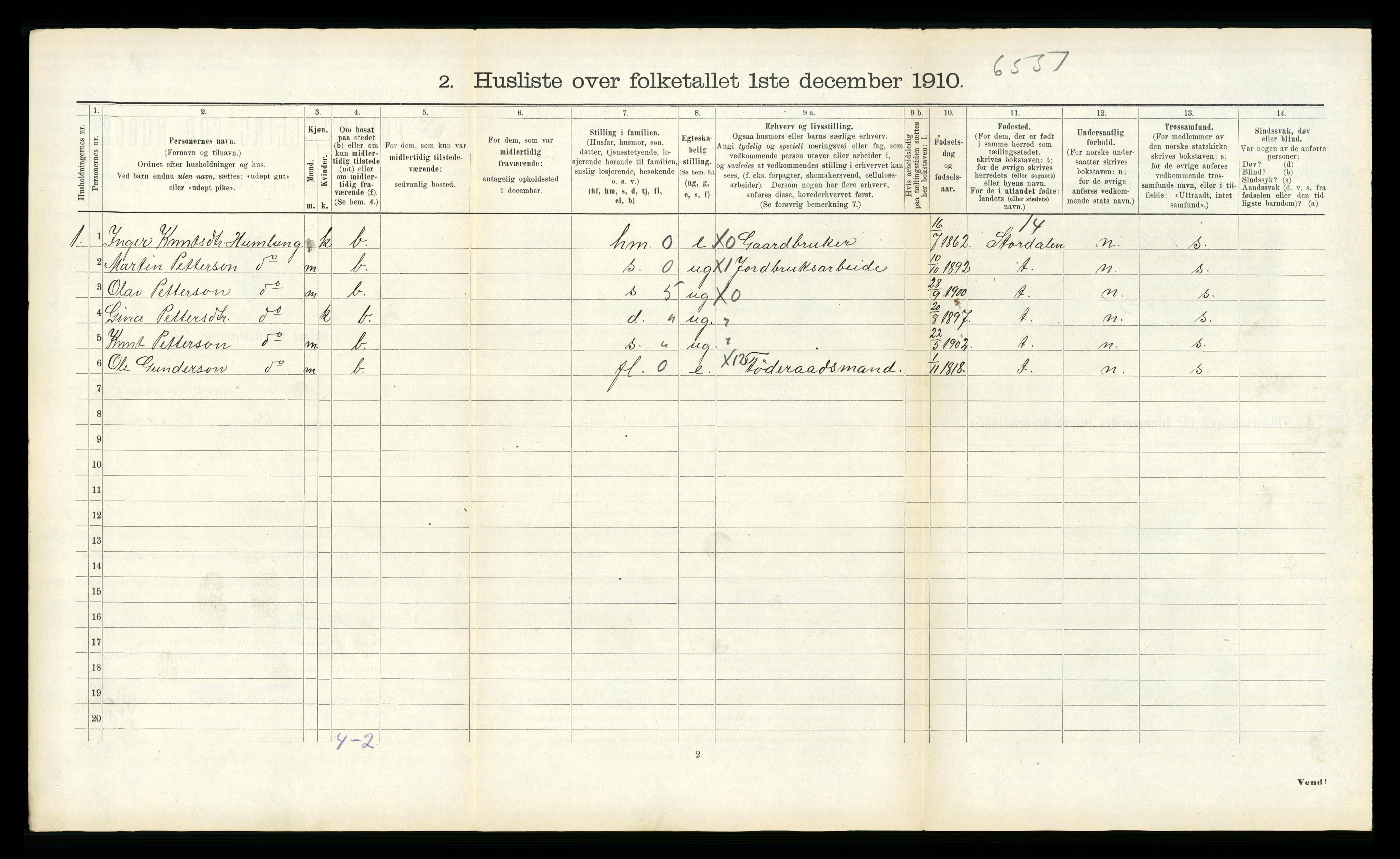 RA, Folketelling 1910 for 1523 Sunnylven herred, 1910, s. 519