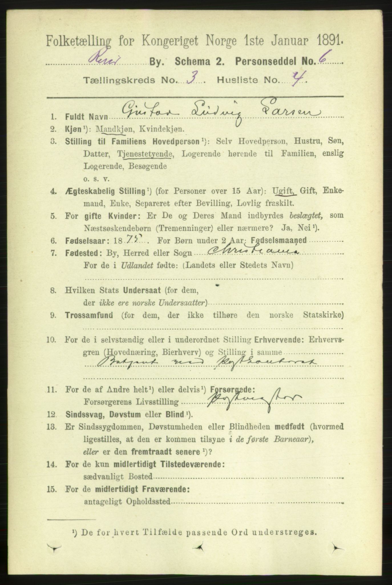 RA, Folketelling 1891 for 0901 Risør kjøpstad, 1891, s. 3149