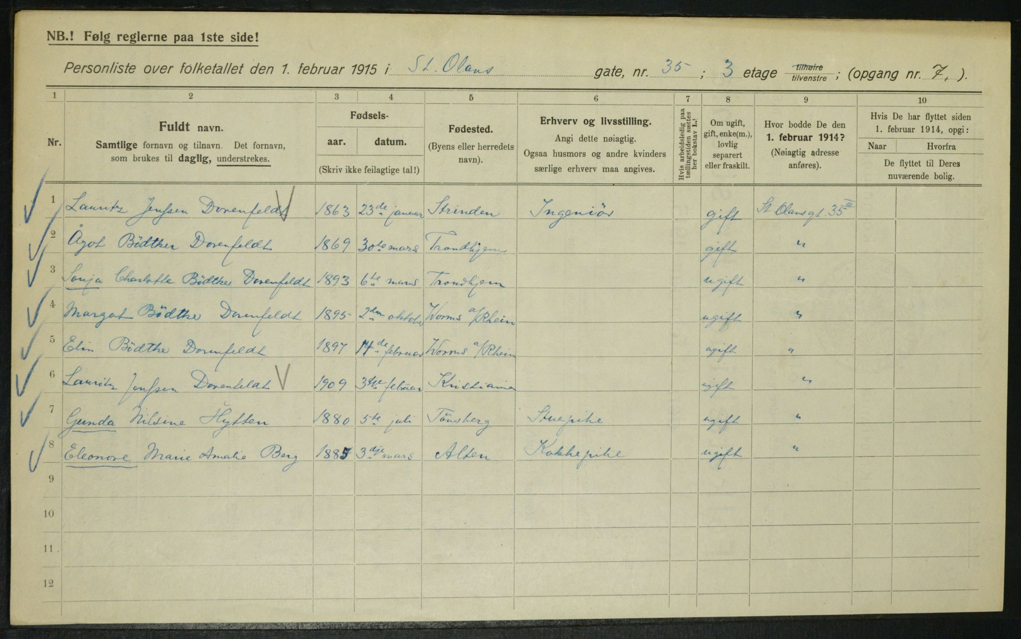 OBA, Kommunal folketelling 1.2.1915 for Kristiania, 1915, s. 87987