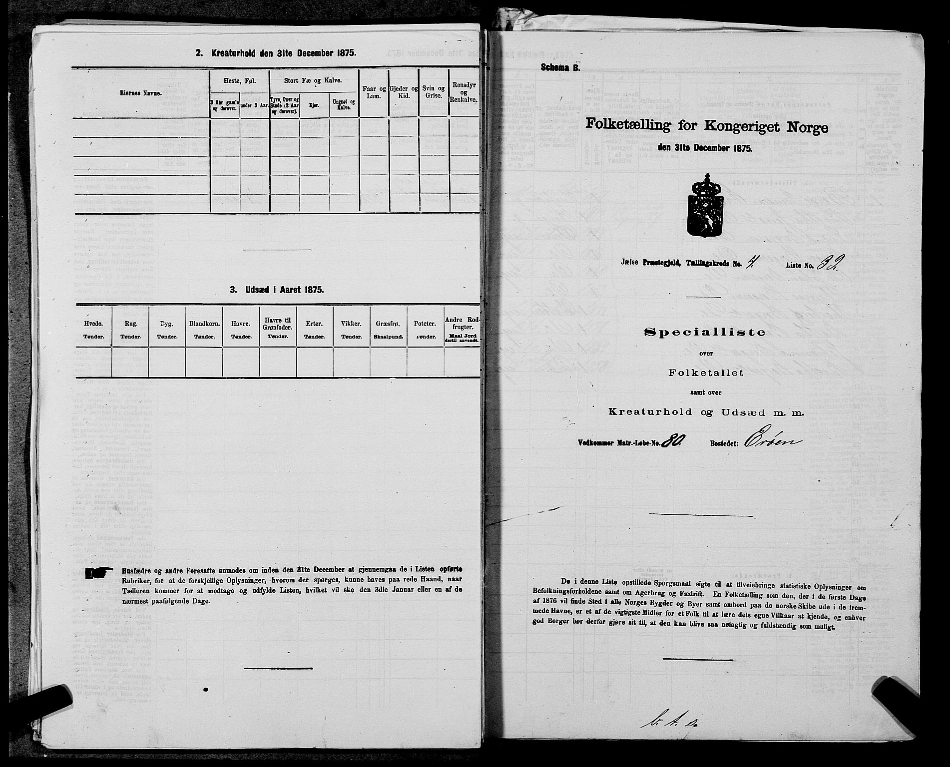 SAST, Folketelling 1875 for 1138P Jelsa prestegjeld, 1875, s. 401