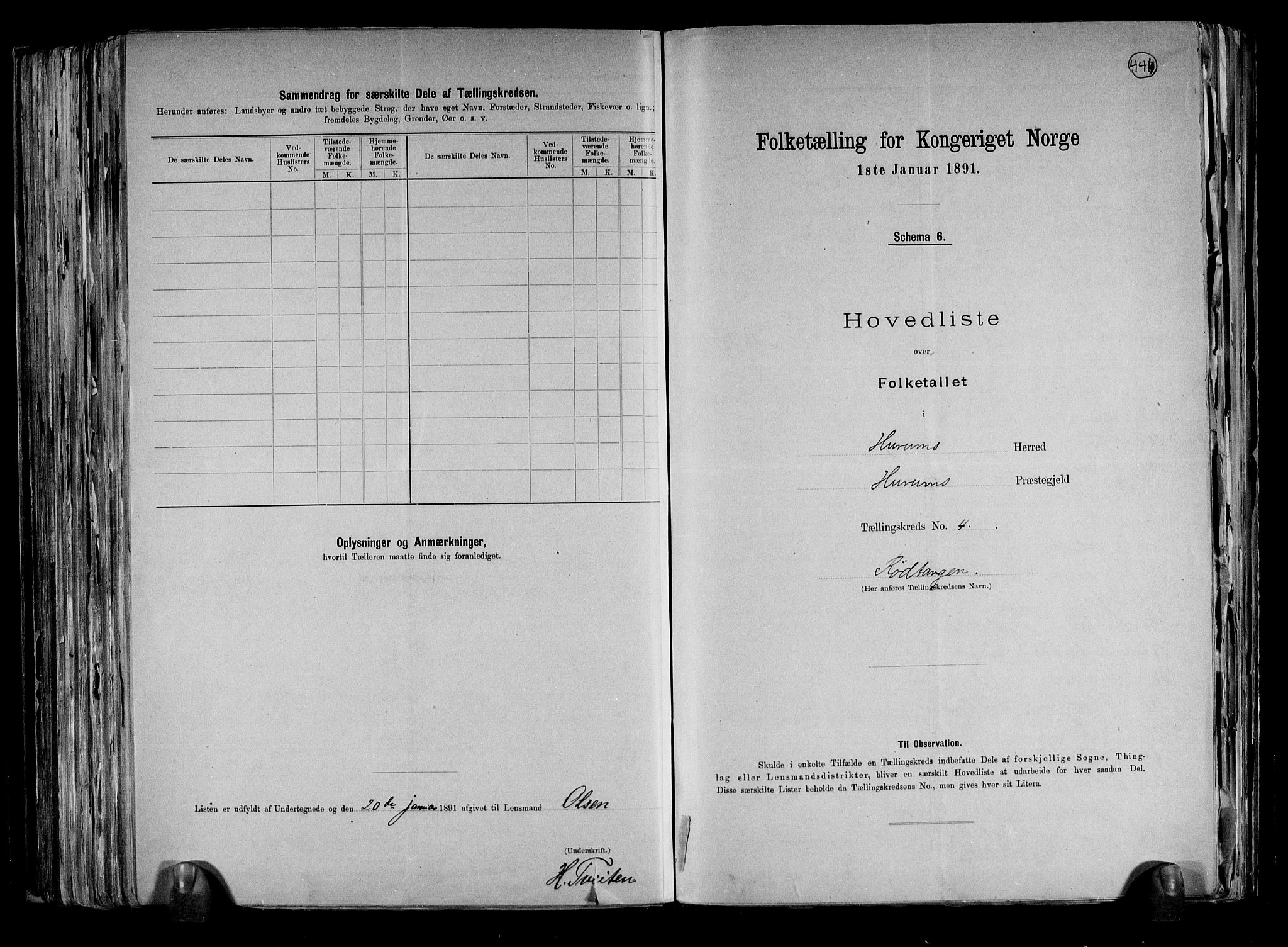 RA, Folketelling 1891 for 0628 Hurum herred, 1891, s. 11