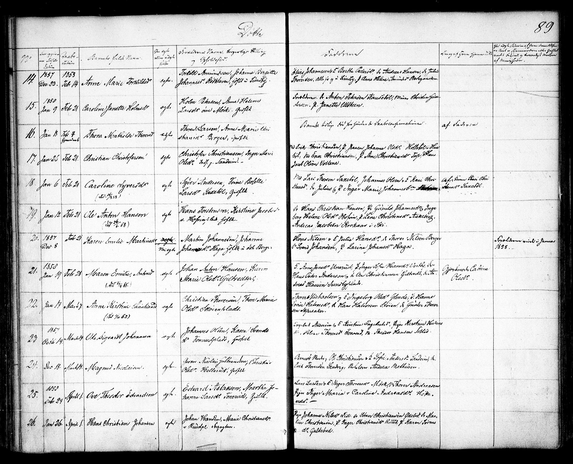 Spydeberg prestekontor Kirkebøker, SAO/A-10924/F/Fa/L0005: Ministerialbok nr. I 5, 1842-1862, s. 89