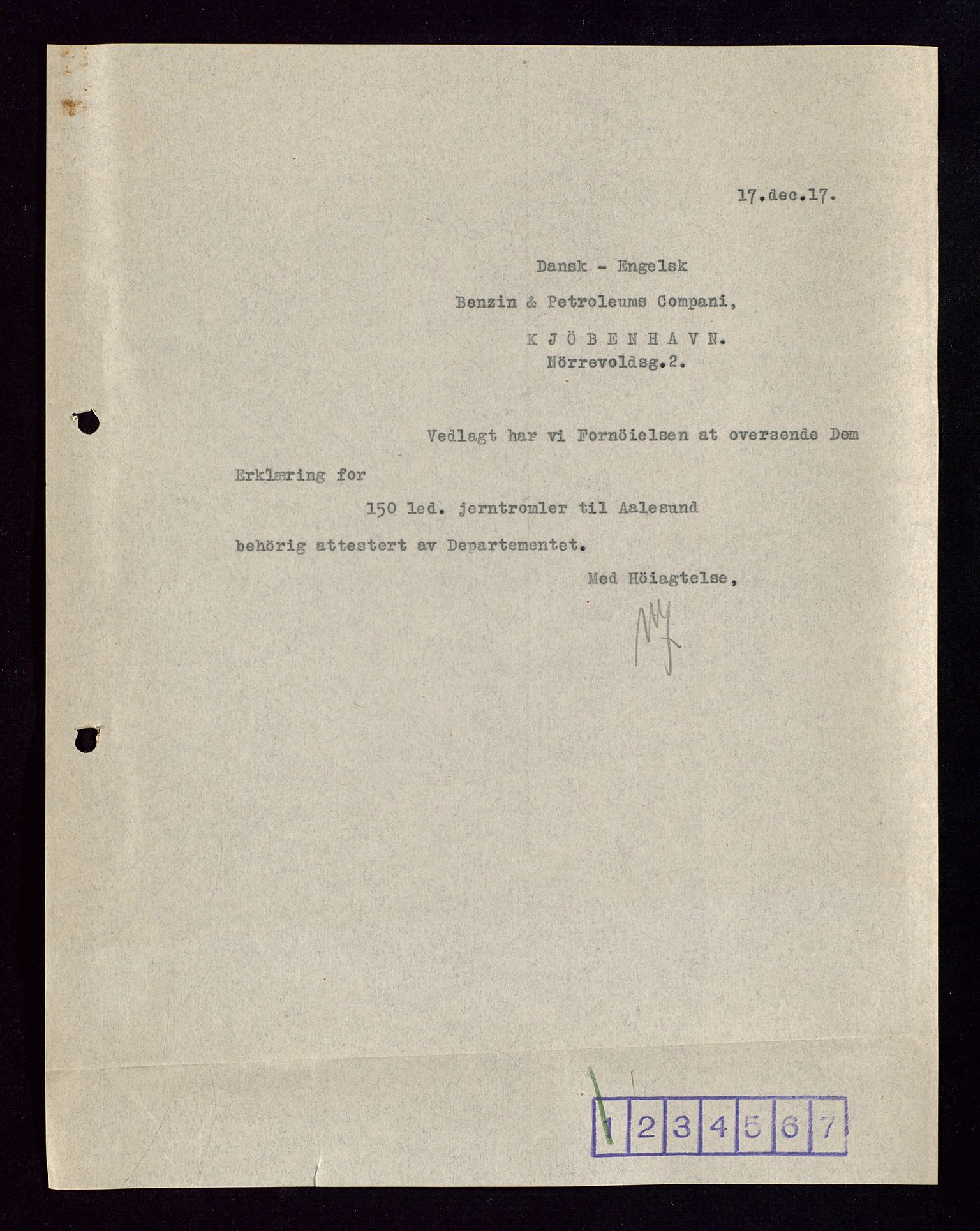 Pa 1521 - A/S Norske Shell, AV/SAST-A-101915/E/Ea/Eaa/L0002: Sjefskorrespondanse, 1917-1918, s. 285