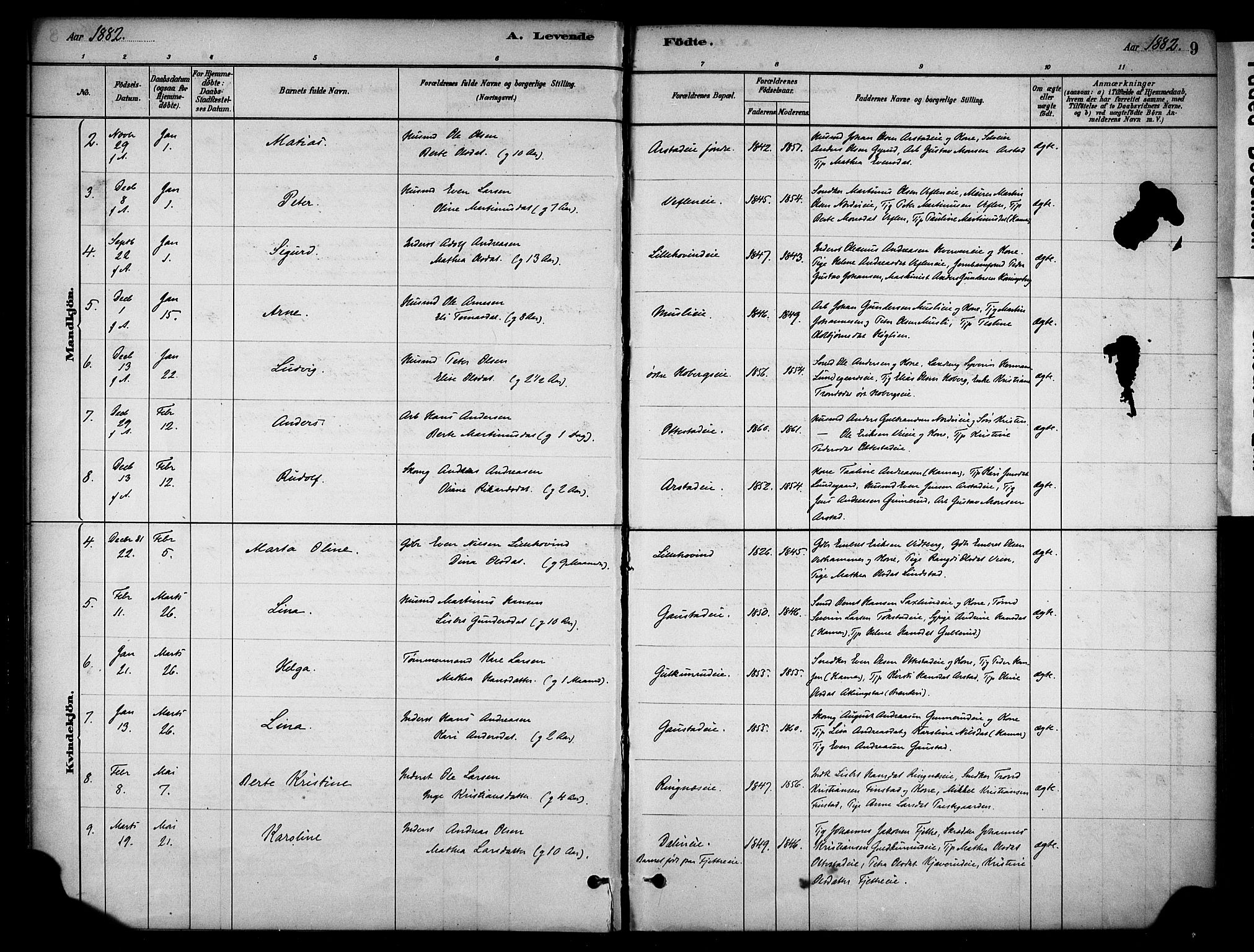 Stange prestekontor, AV/SAH-PREST-002/K/L0019: Ministerialbok nr. 19, 1880-1891, s. 9