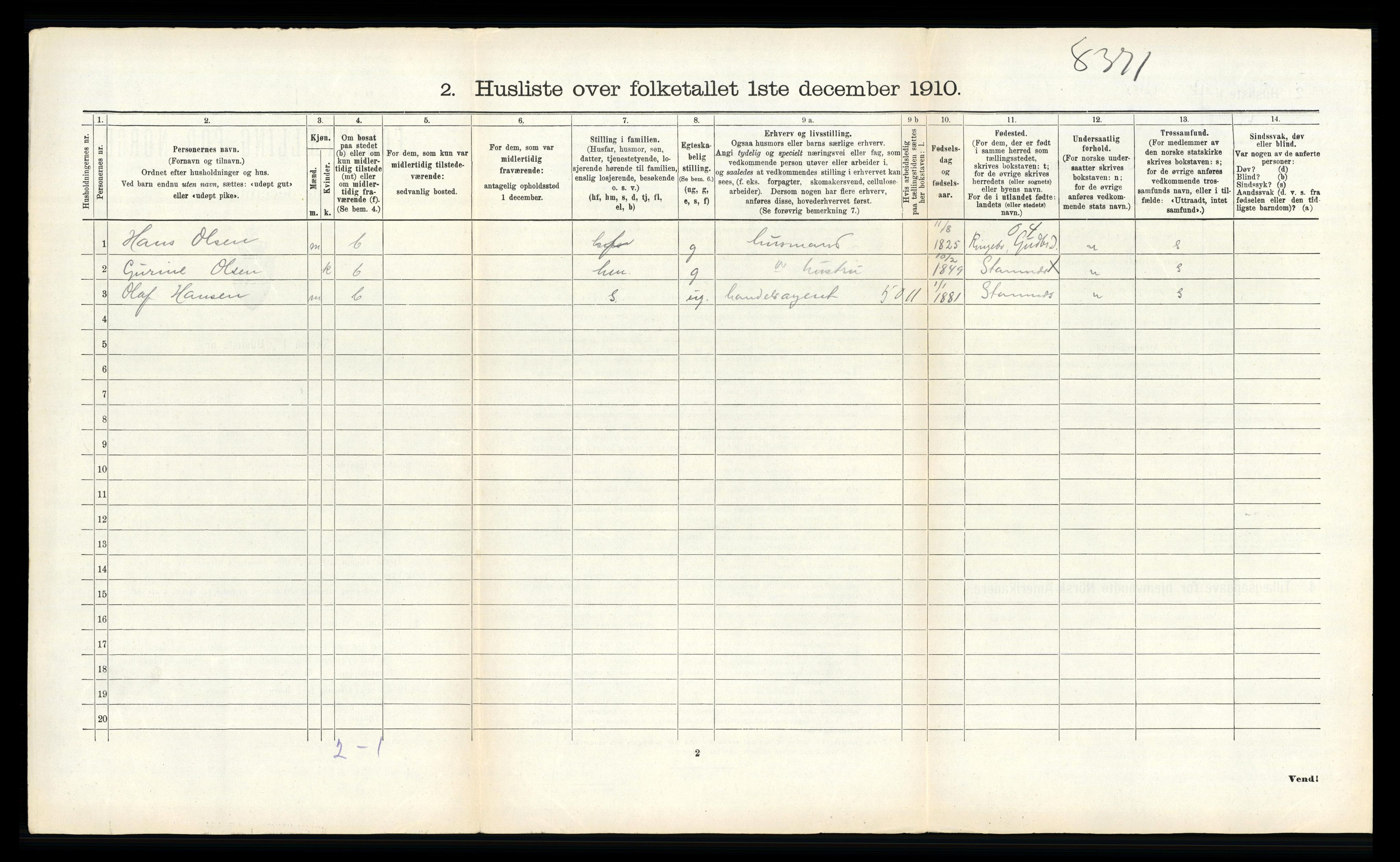 RA, Folketelling 1910 for 1821 Stamnes herred, 1910, s. 239