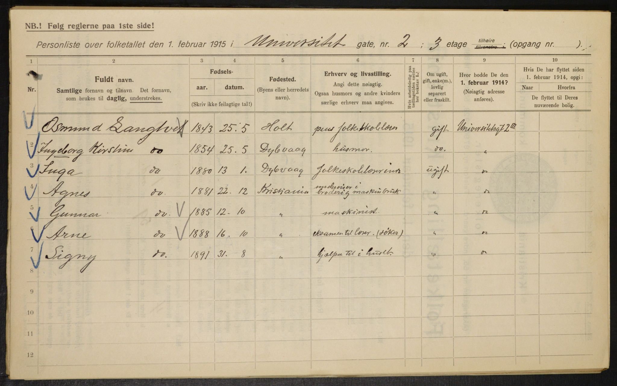 OBA, Kommunal folketelling 1.2.1915 for Kristiania, 1915, s. 120613