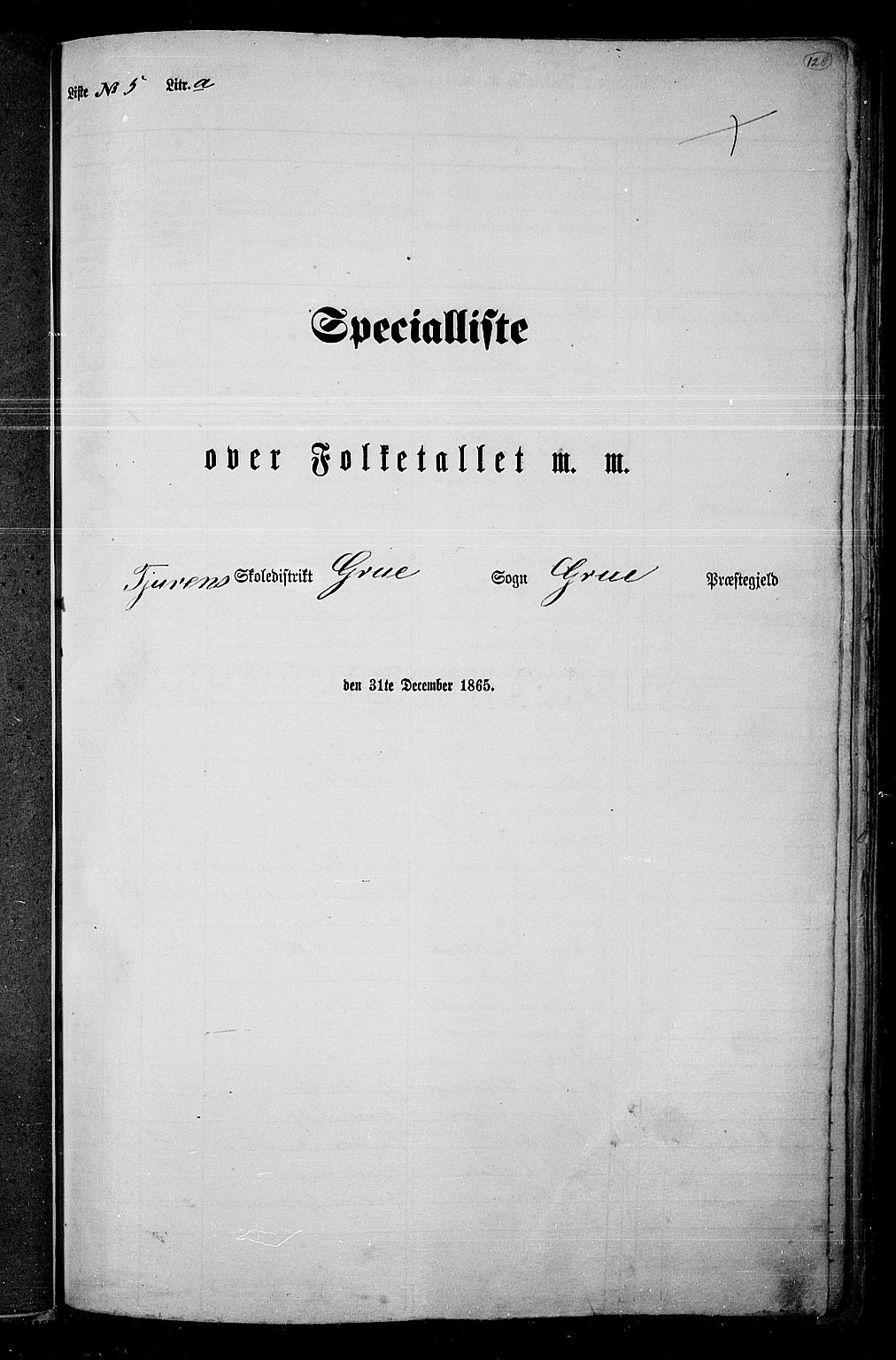 RA, Folketelling 1865 for 0423P Grue prestegjeld, 1865, s. 107