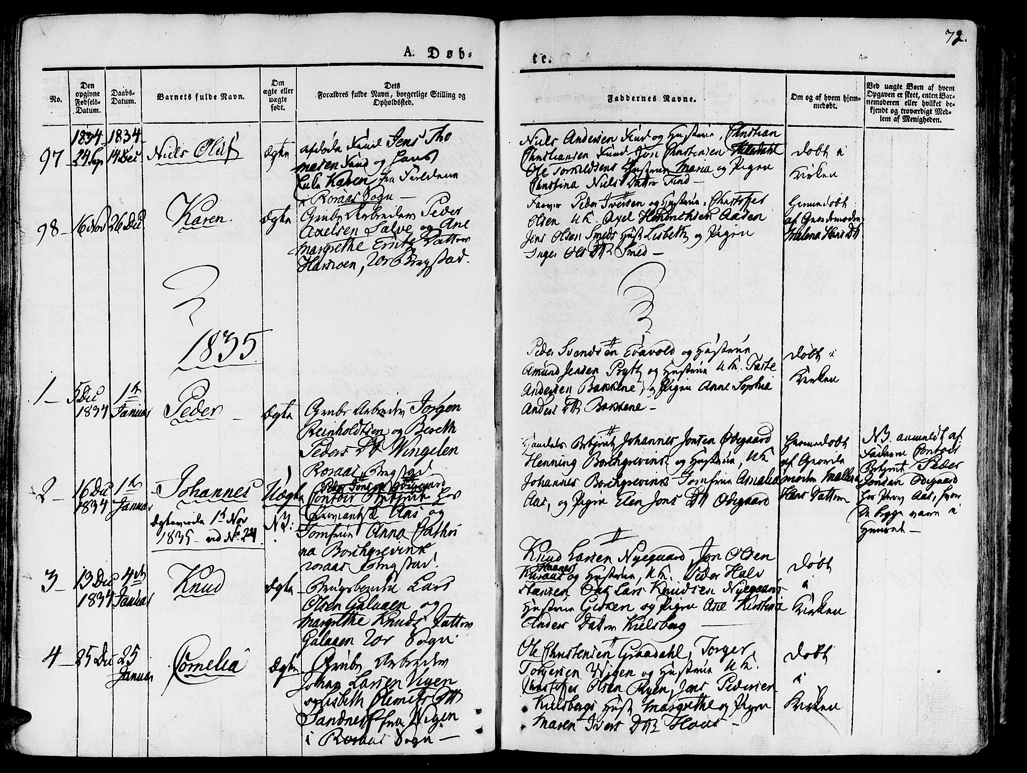 Ministerialprotokoller, klokkerbøker og fødselsregistre - Sør-Trøndelag, AV/SAT-A-1456/681/L0930: Ministerialbok nr. 681A08, 1829-1844, s. 72