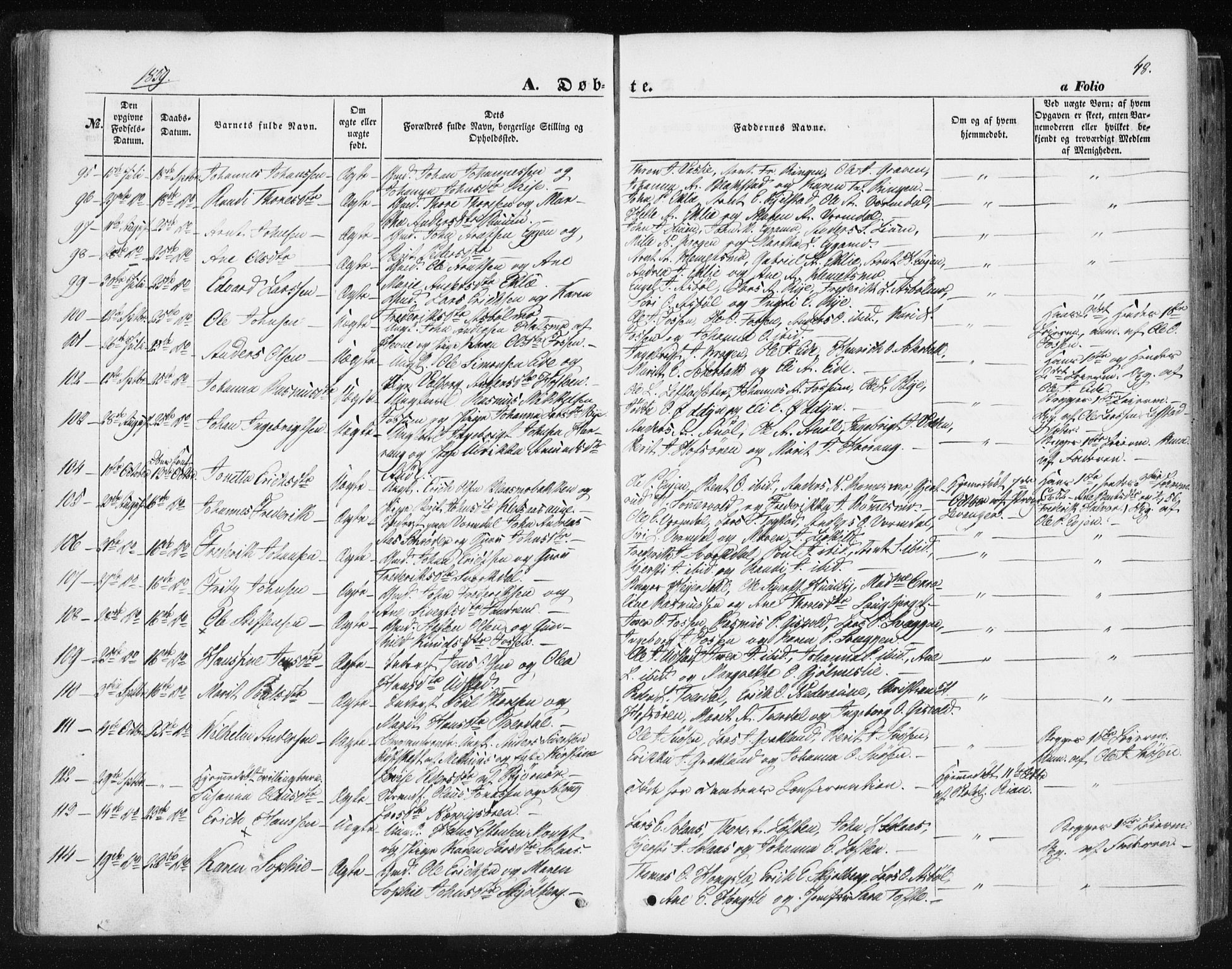 Ministerialprotokoller, klokkerbøker og fødselsregistre - Sør-Trøndelag, AV/SAT-A-1456/668/L0806: Ministerialbok nr. 668A06, 1854-1869, s. 48