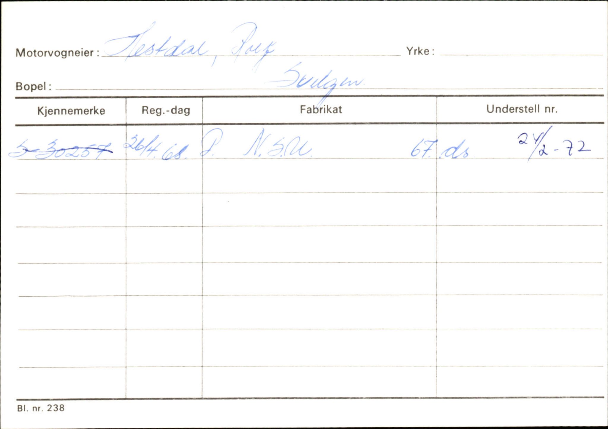 Statens vegvesen, Sogn og Fjordane vegkontor, AV/SAB-A-5301/4/F/L0133: Eigarregister Bremanger A-Å. Gaular A-H, 1945-1975, s. 851