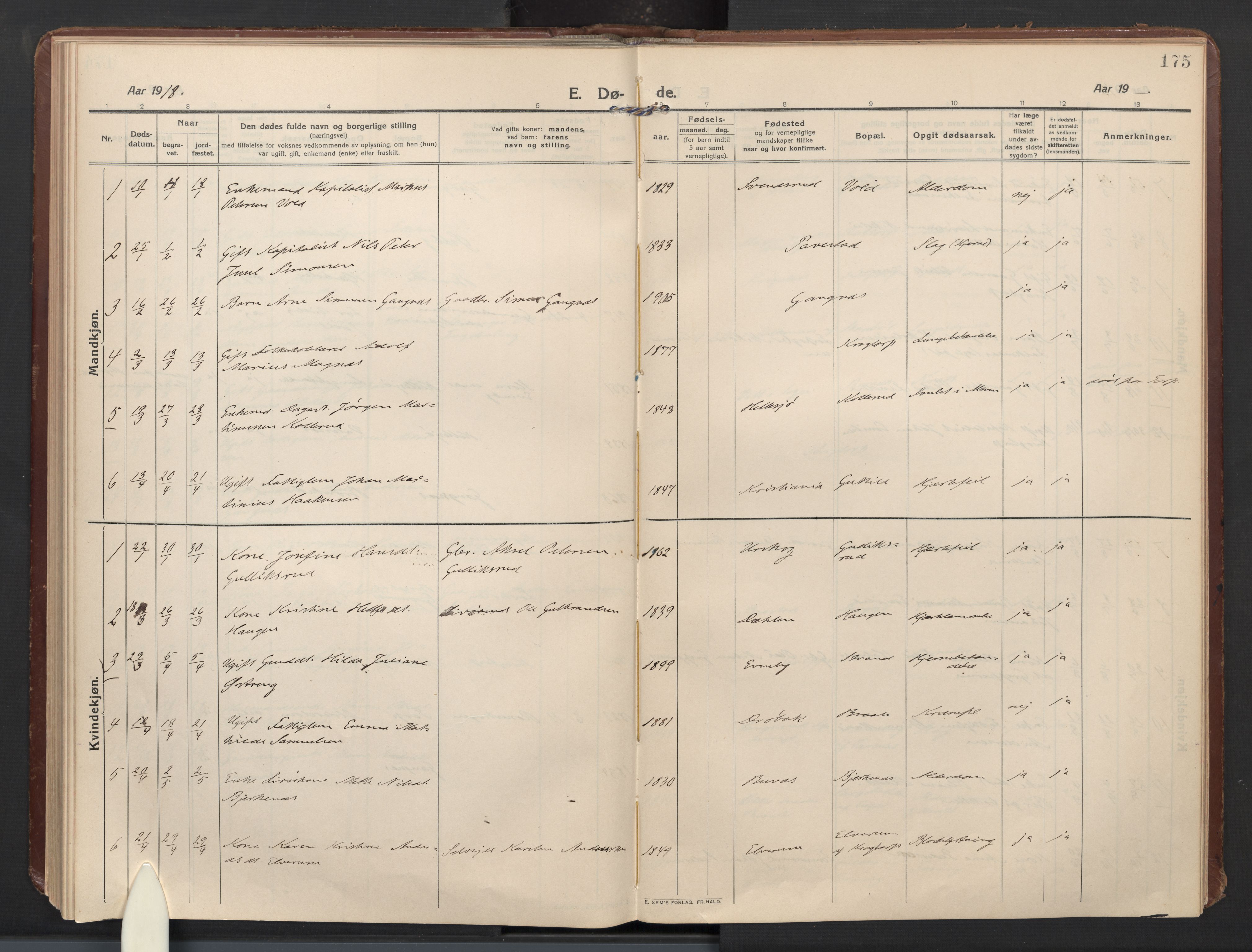 Høland prestekontor Kirkebøker, AV/SAO-A-10346a/F/Fb: Ministerialbok nr. II 4, 1913-1924, s. 175