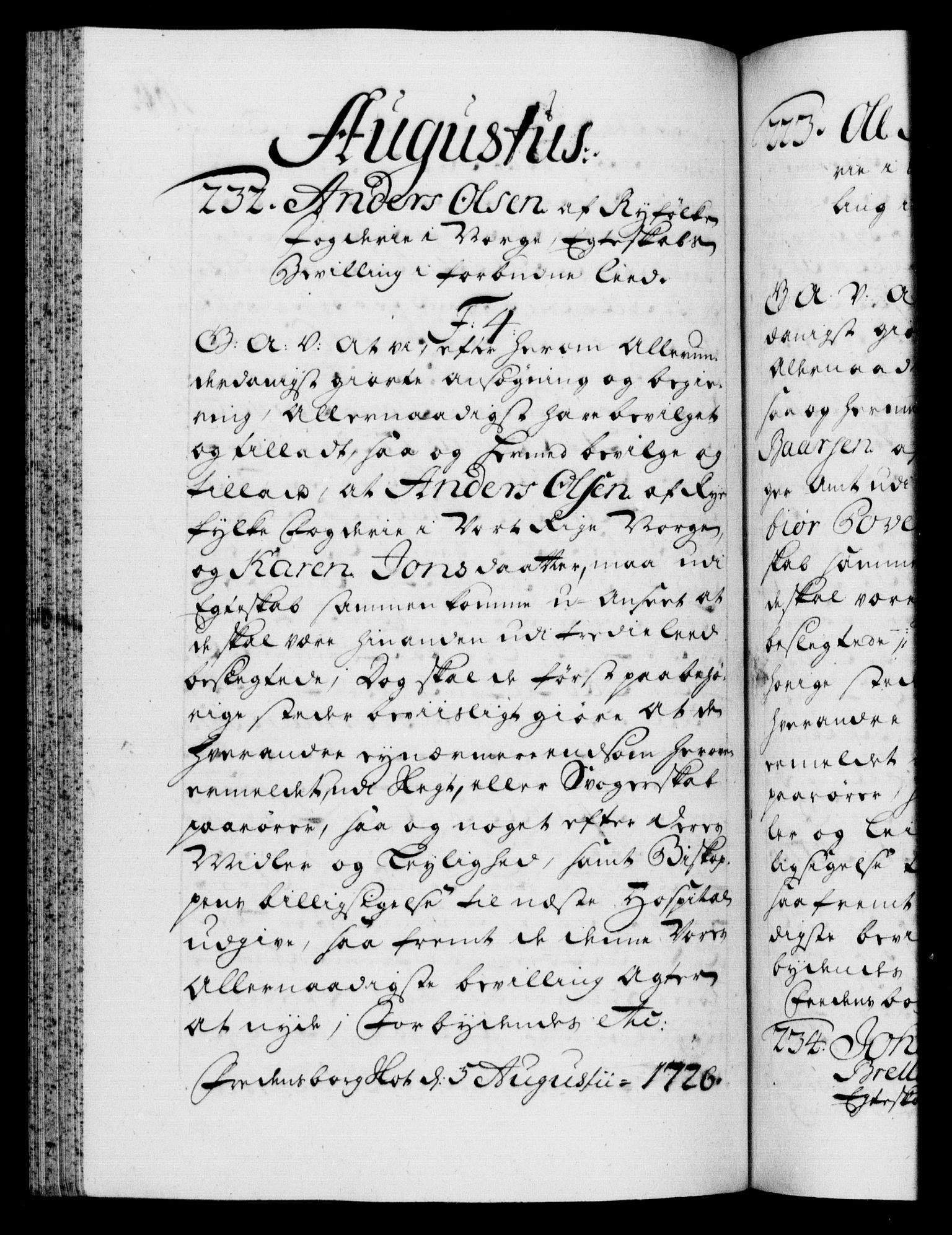 Danske Kanselli 1572-1799, RA/EA-3023/F/Fc/Fca/Fcaa/L0025: Norske registre, 1726-1728, s. 166b