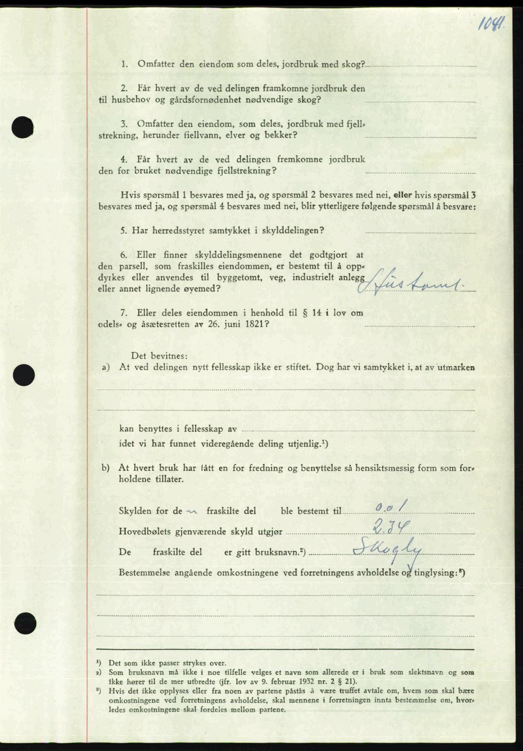 Nordmøre sorenskriveri, AV/SAT-A-4132/1/2/2Ca: Pantebok nr. A105, 1947-1947, Dagboknr: 2040/1947