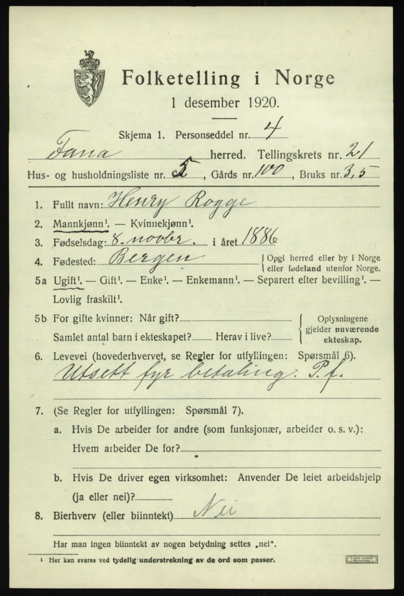 SAB, Folketelling 1920 for 1249 Fana herred, 1920, s. 24759