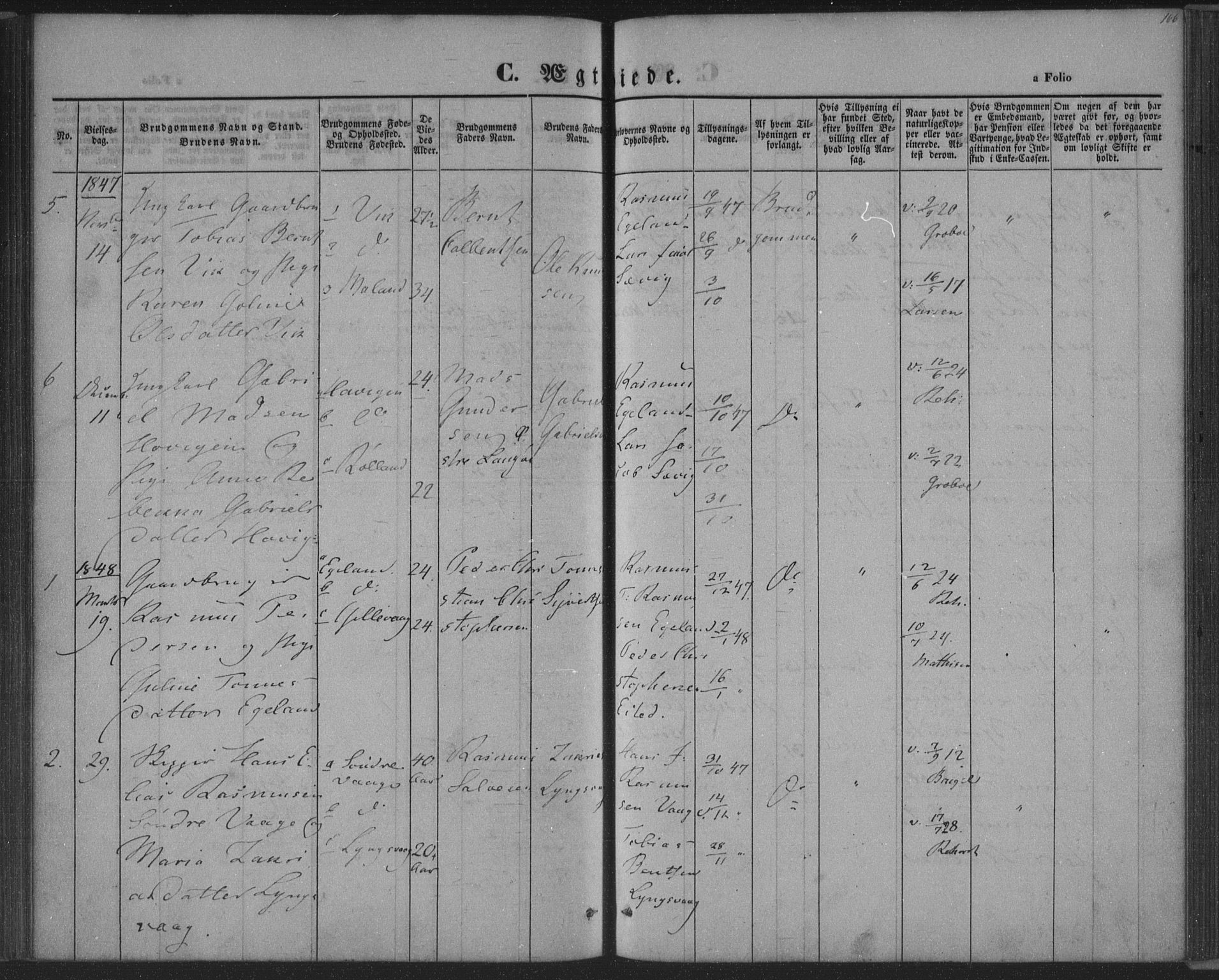 Herad sokneprestkontor, AV/SAK-1111-0018/F/Fa/Fab/L0003: Ministerialbok nr. A 3, 1844-1853, s. 166