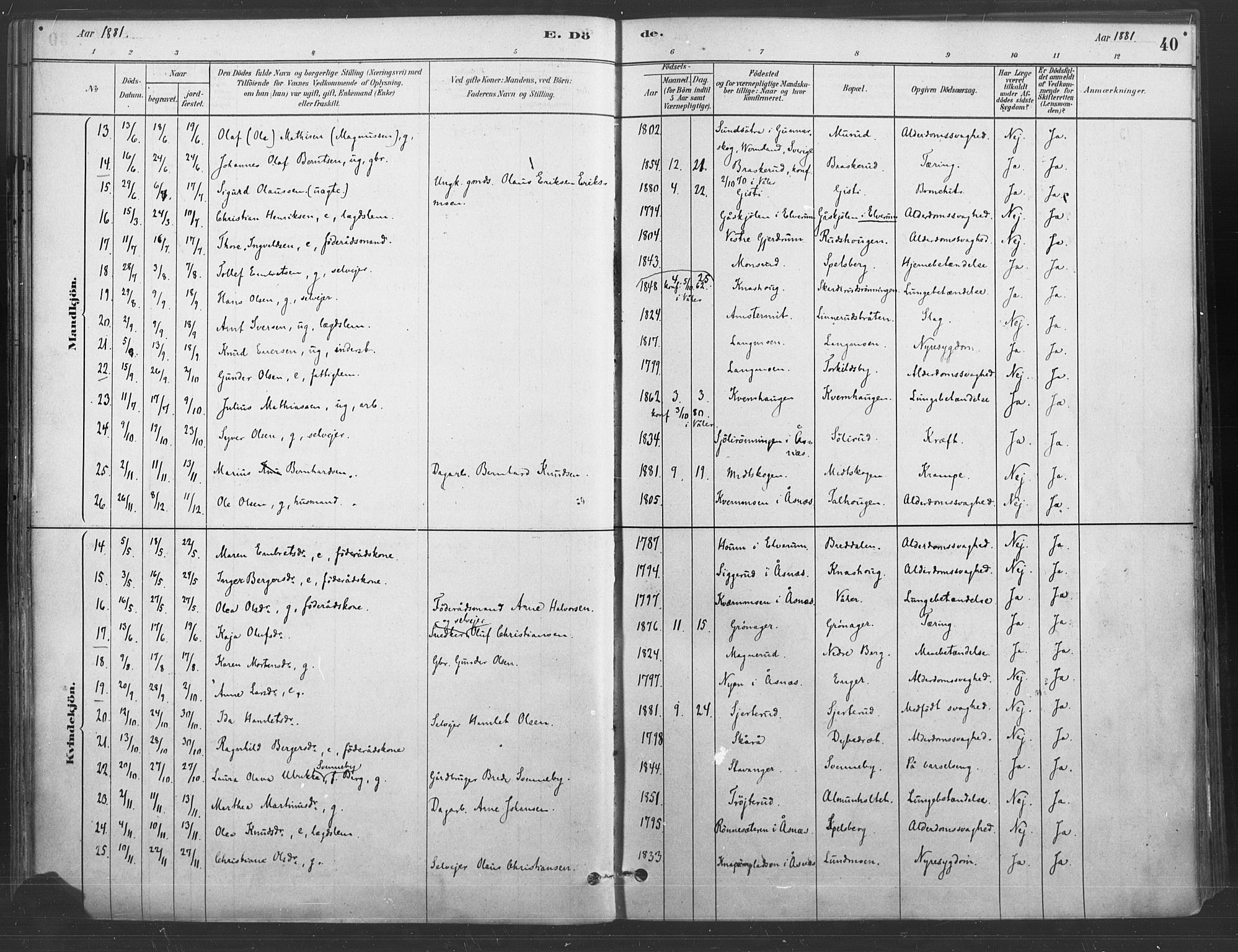 Våler prestekontor, Hedmark, SAH/PREST-040/H/Ha/Haa/L0004: Ministerialbok nr. 4, 1879-1893, s. 40