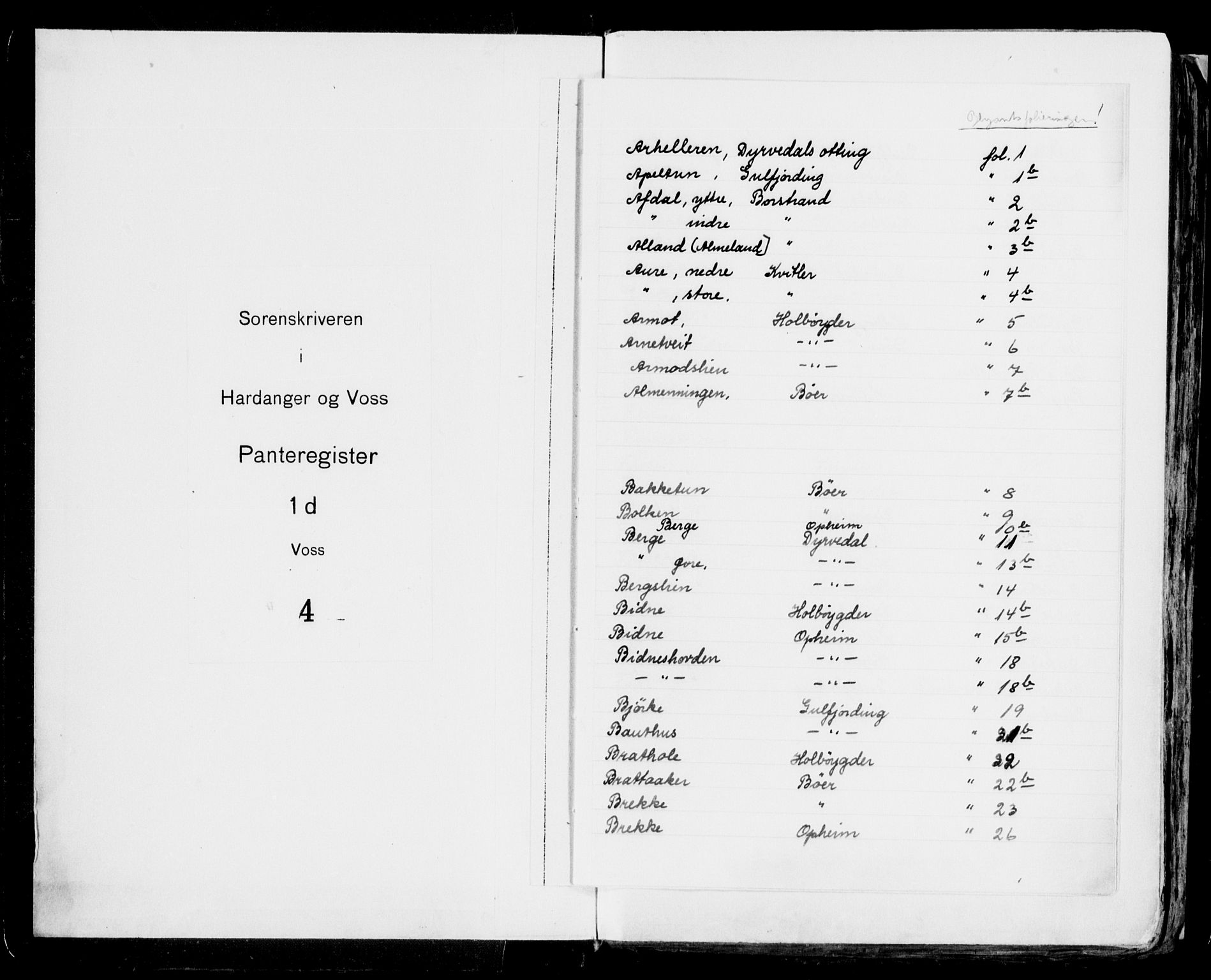 Hardanger og Voss sorenskriveri, SAB/A-2501/2/2A/2Aa/L0032: Panteregister nr. II.A.a.32, 1800-1850, s. 1