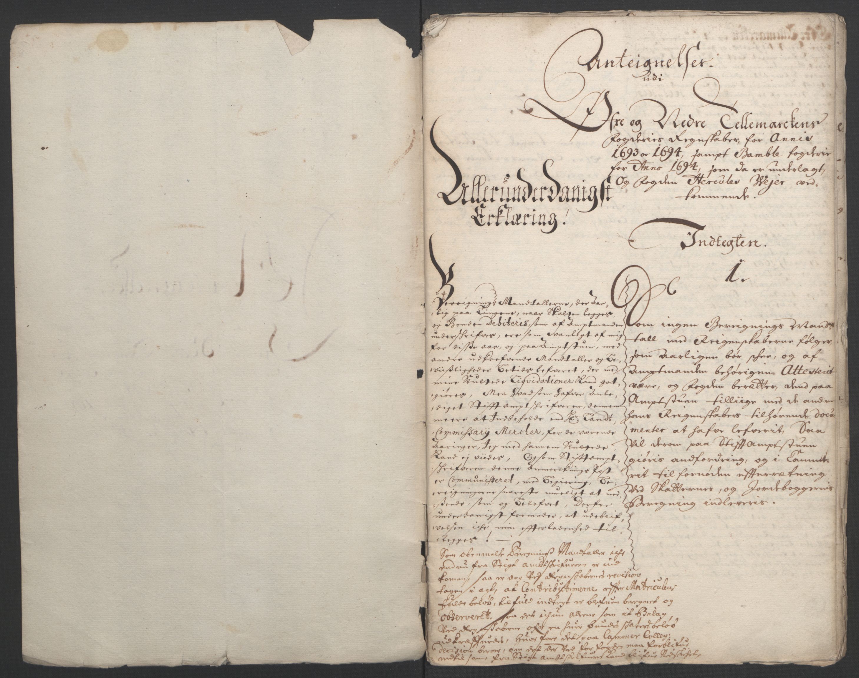 Rentekammeret inntil 1814, Reviderte regnskaper, Fogderegnskap, RA/EA-4092/R36/L2092: Fogderegnskap Øvre og Nedre Telemark og Bamble, 1694, s. 276