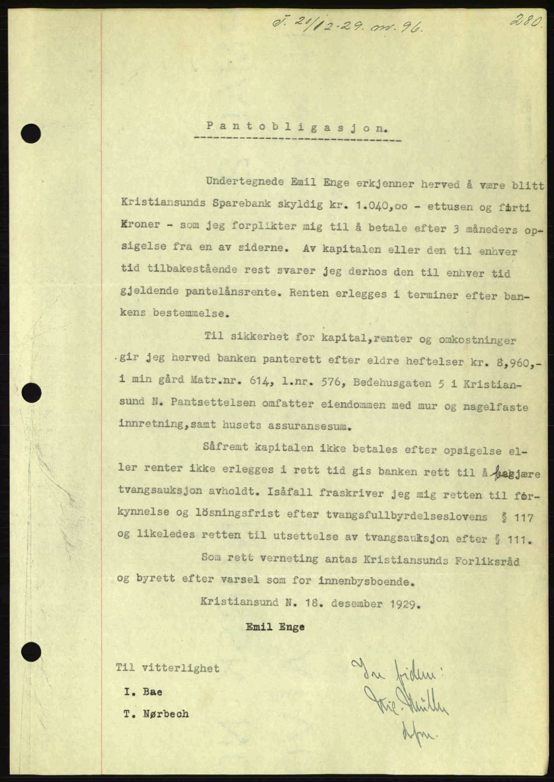 Kristiansund byfogd, AV/SAT-A-4587/A/27: Pantebok nr. 23, 1929-1930, Tingl.dato: 20.12.1929