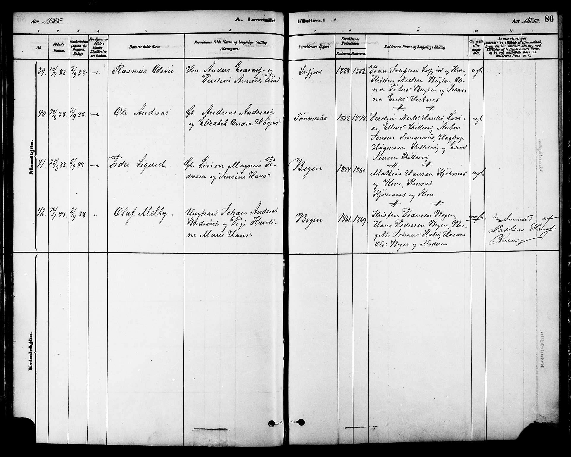 Ministerialprotokoller, klokkerbøker og fødselsregistre - Nordland, AV/SAT-A-1459/861/L0868: Ministerialbok nr. 861A03, 1879-1889, s. 86
