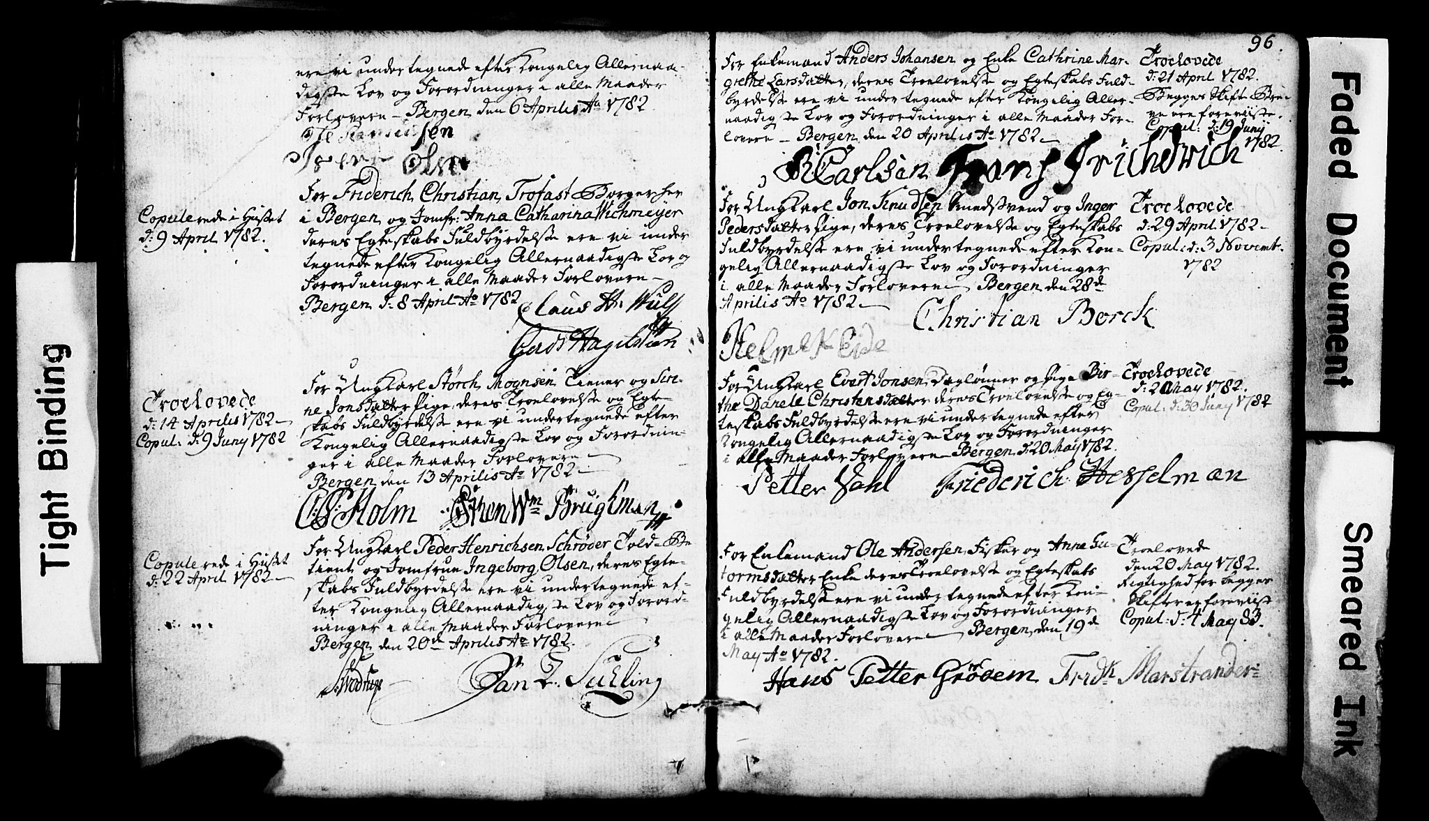 Domkirken sokneprestembete, SAB/A-74801: Forlovererklæringer nr. II.5.1, 1767-1792, s. 96