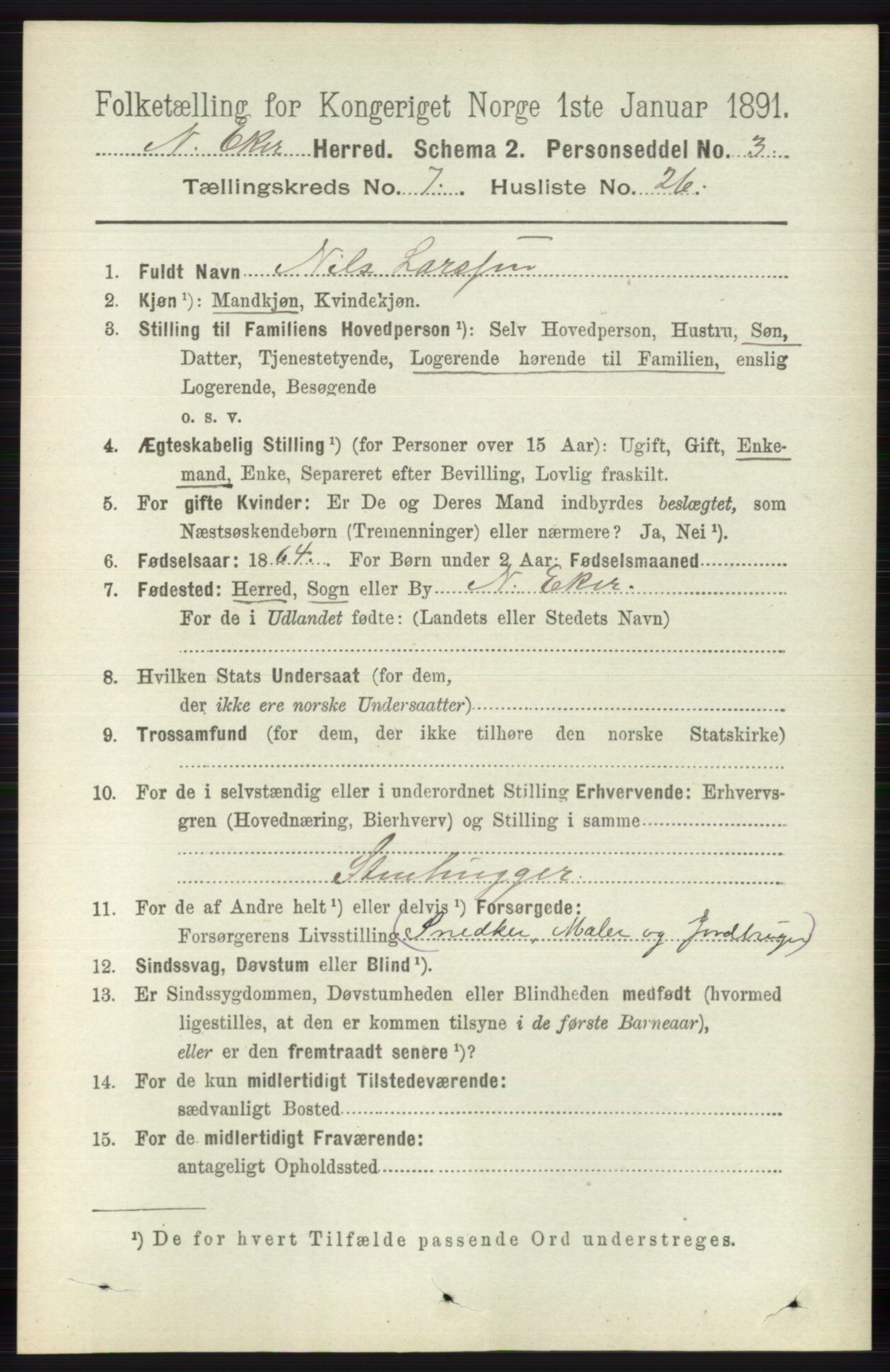 RA, Folketelling 1891 for 0625 Nedre Eiker herred, 1891, s. 3554
