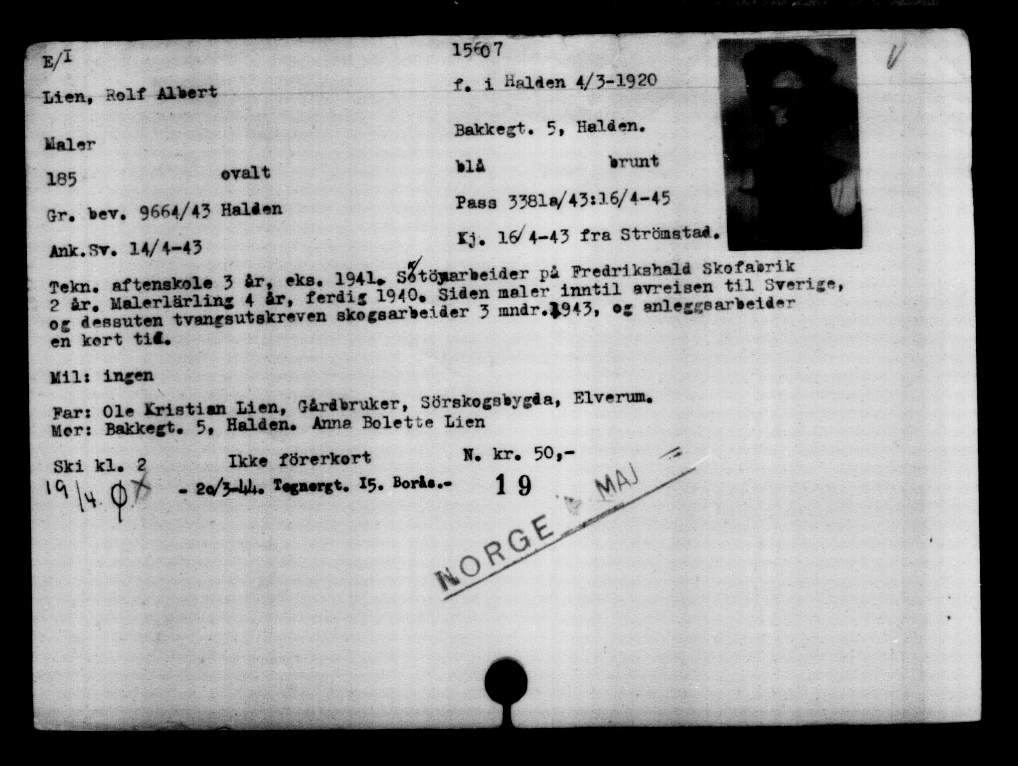 Den Kgl. Norske Legasjons Flyktningskontor, AV/RA-S-6753/V/Va/L0007: Kjesäterkartoteket.  Flyktningenr. 12700-15723, 1940-1945, s. 3331