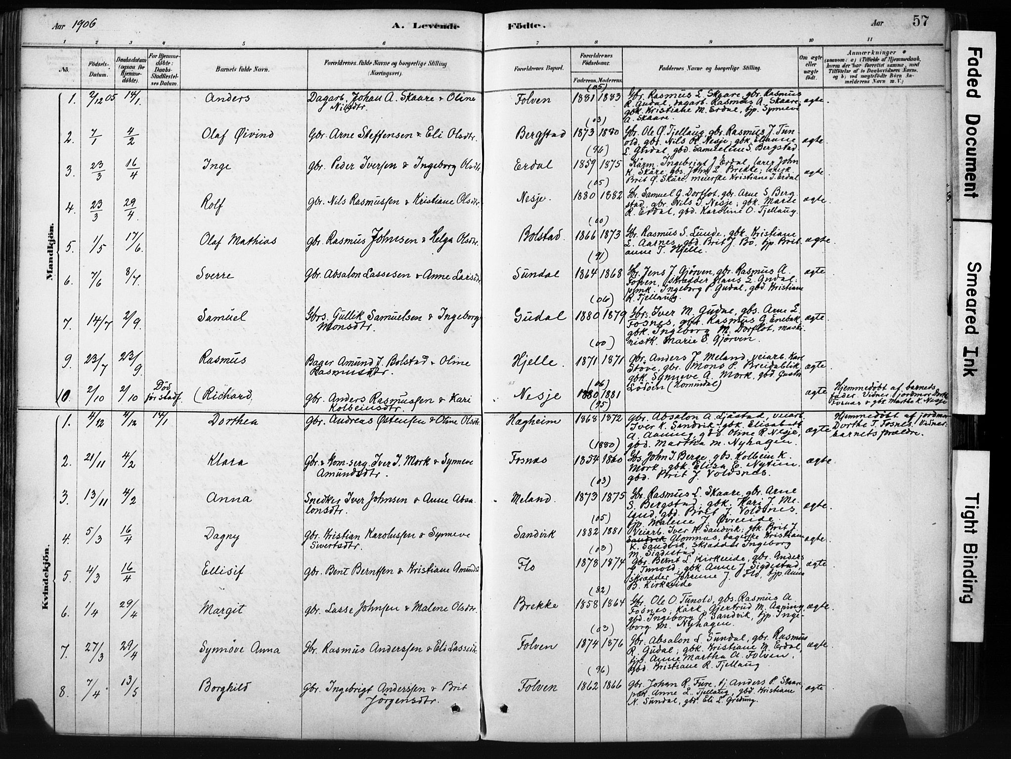 Stryn Sokneprestembete, AV/SAB-A-82501: Ministerialbok nr. D 1, 1878-1907, s. 57