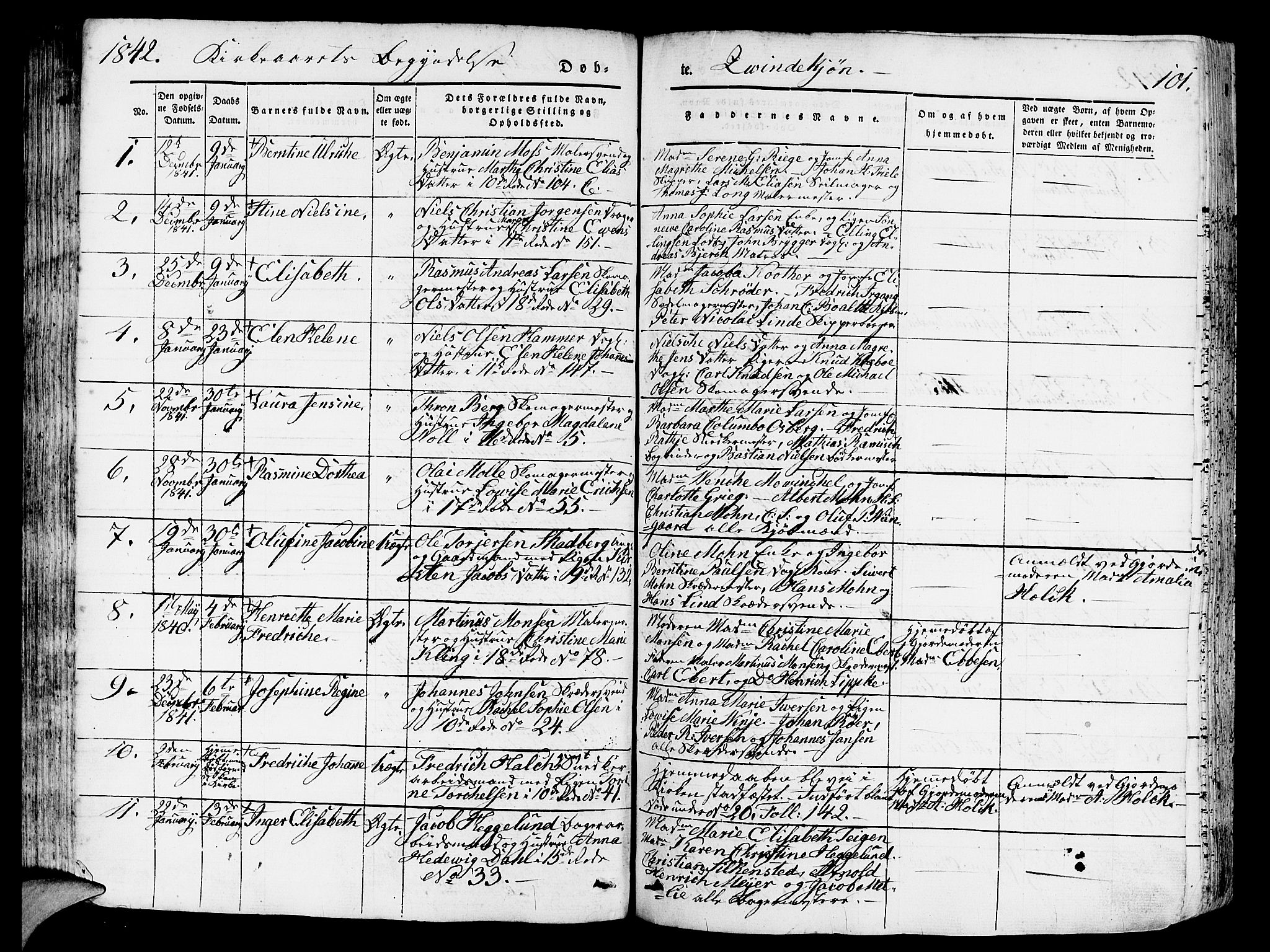 Domkirken sokneprestembete, AV/SAB-A-74801/H/Hab/L0009: Klokkerbok nr. B 2, 1842-1849, s. 101